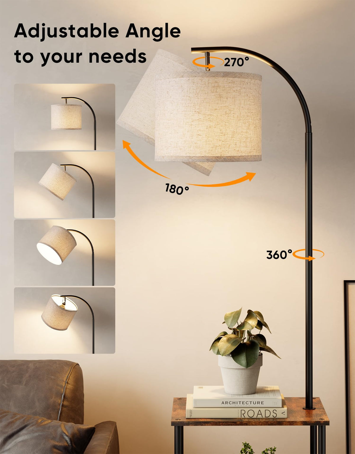 Floor Lamp with Table Night Stand with Lamp Narrow Side - PARTPHONER Official Imagery - 6