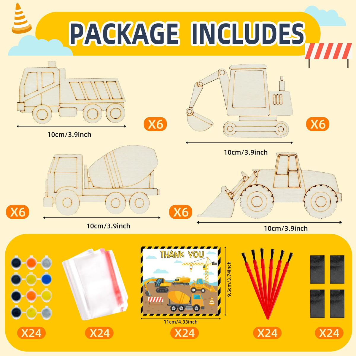Bafeil 24 Set Construction Birthday Party Supplies Trucks - Bafeil Official Imagery - 4