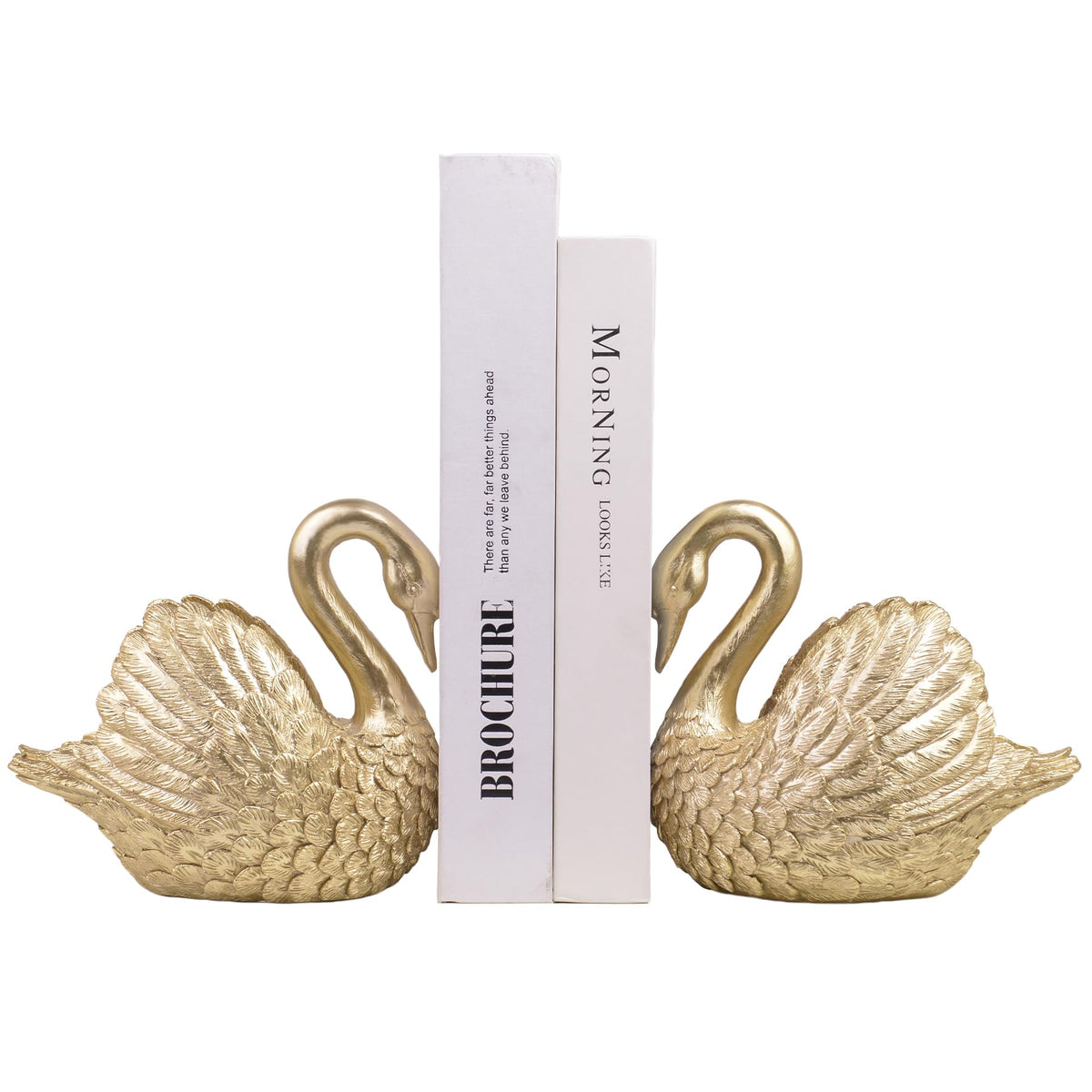 Swan Decorative Bookends Resin Book Ends for Shelves Unique - Kakizzy Official Imagery - 1