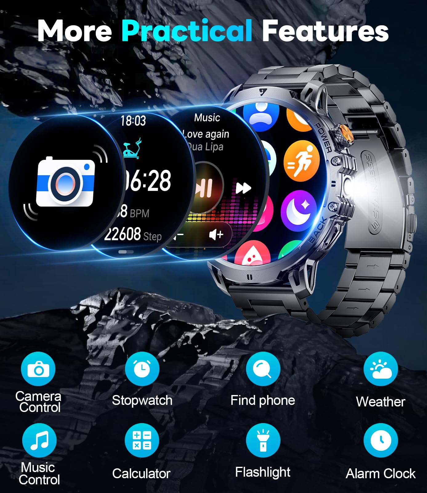 LIGE Military Smart Watches for Men ,1000mAh/1.85" HD Large Screen Sma - View 8
