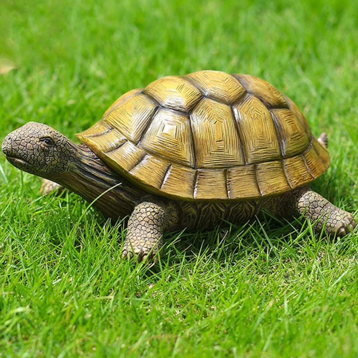 Jumiz outdoor turtle garden statue, decorative tortoise for backyard, patio, pond, lawn, or indoor garden decor.