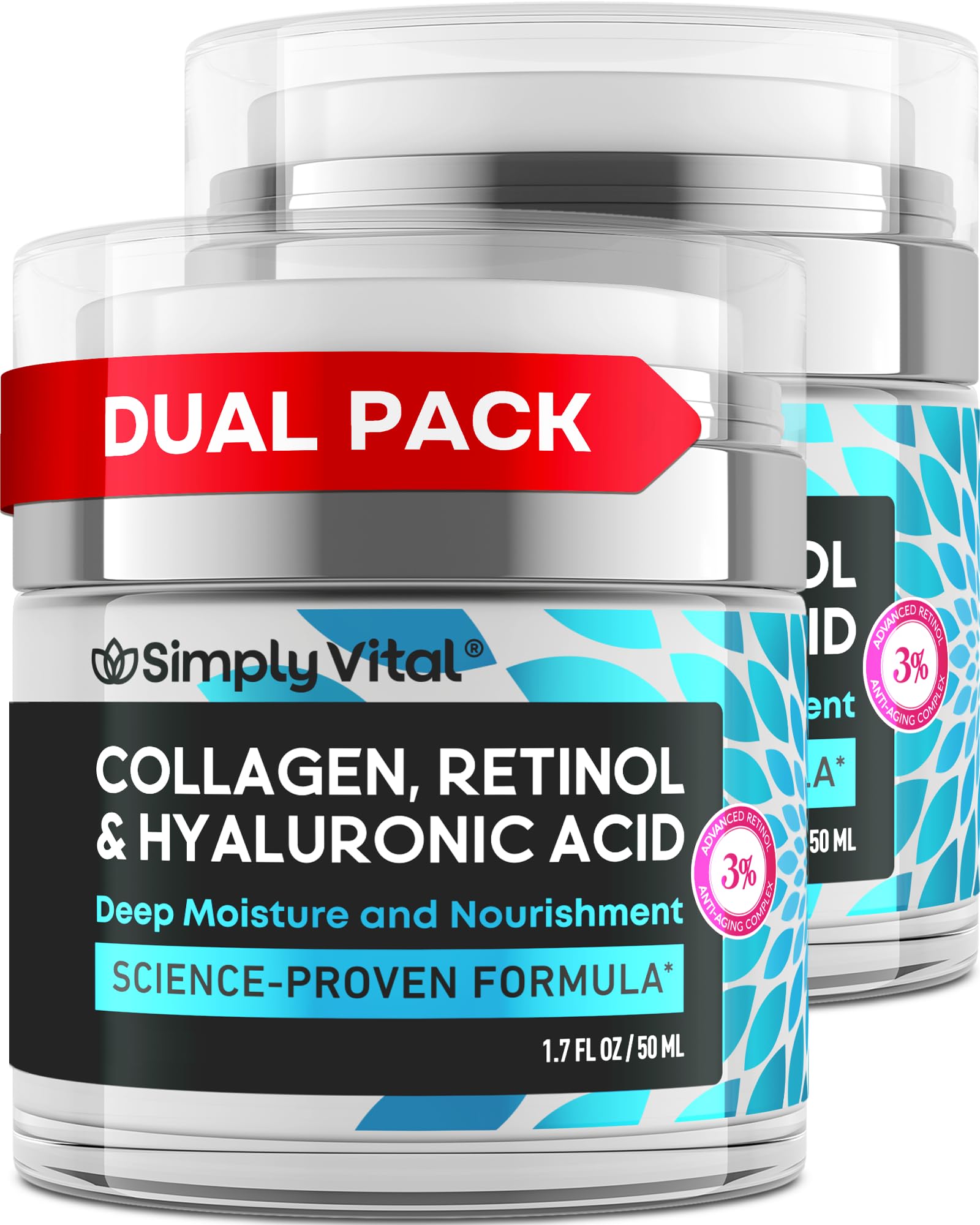 SimplyVital Face Moisturizer Retinol Collagen Hyaluronic 1 7 - SimplyVital Official Product Imagery - 1