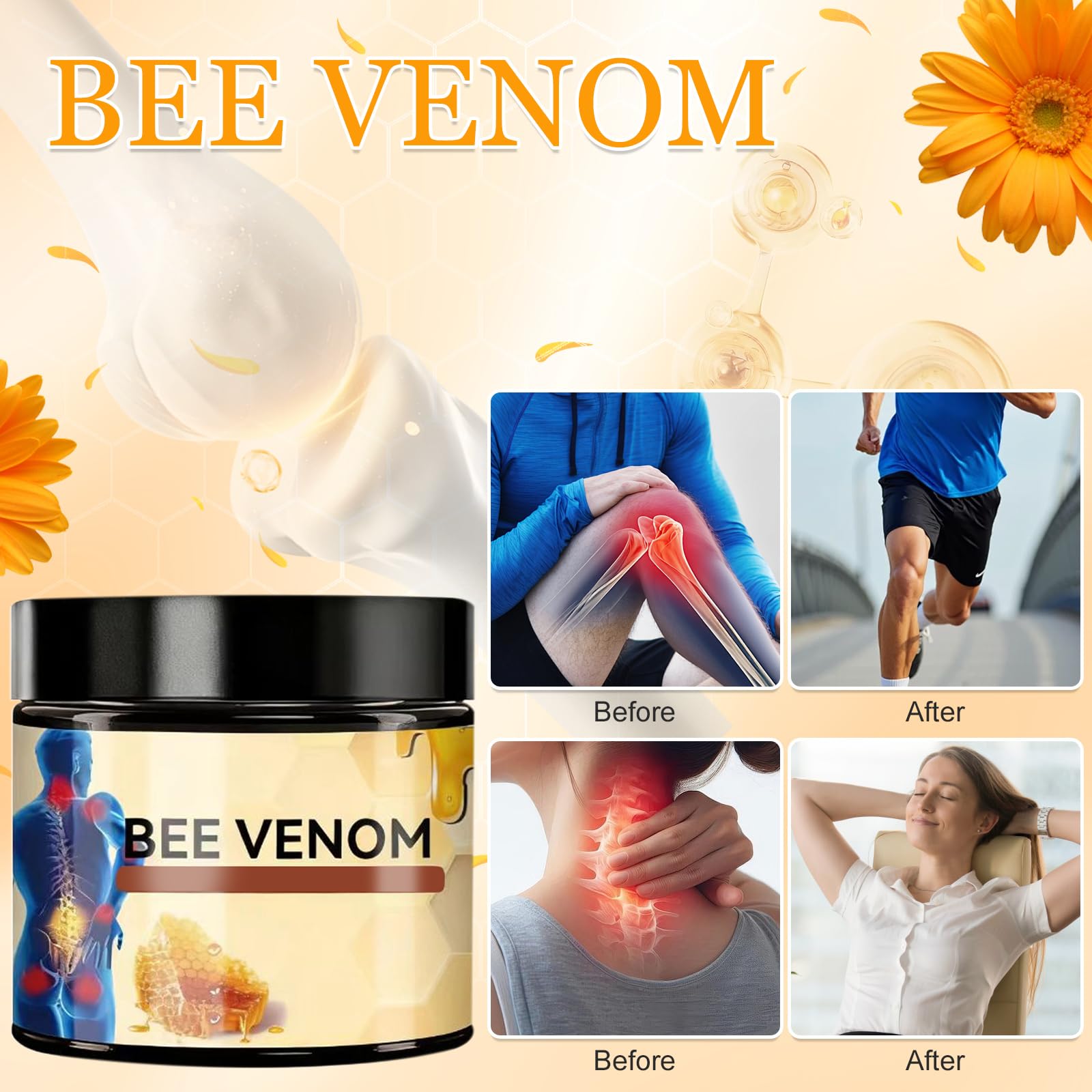 Elefair Bee Venom Joint & Bone Cream, natural fast-relief joint and muscle cream with bee venom for joint and bone discomfort.