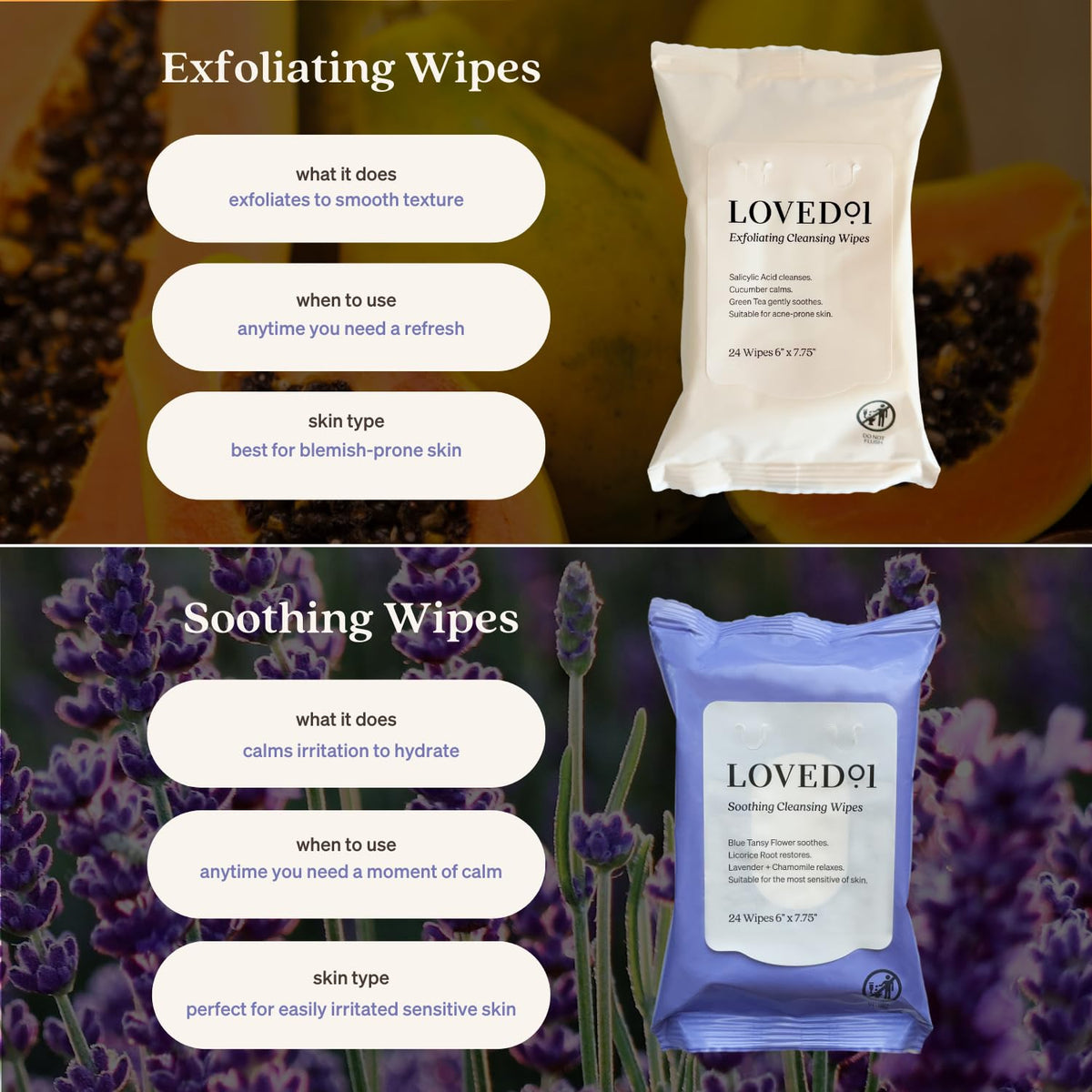 Loved01 Salicylic Acid Cleansing Wipes Green Tea Lavender 3 - Loved01 Official Imagery - 4