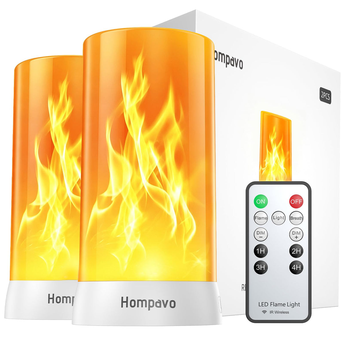 Upgraded Flame Lights with Remote Timer 4 Mode Rechargeable - Hompavo Official Imagery - 1