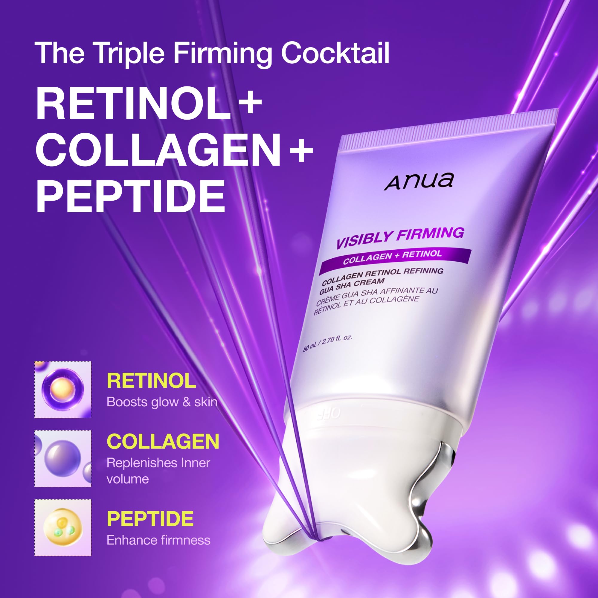 ANUA Collagen Retinol Refining Gua Sha Cream, 2.7 fl.oz | Neck Cream for Lifting & Firming, Jawline to Décolleté, Daily Moisturizer, Fine Line Care, Neck Massager, Korean Skincare - ANUA Official Product View 4