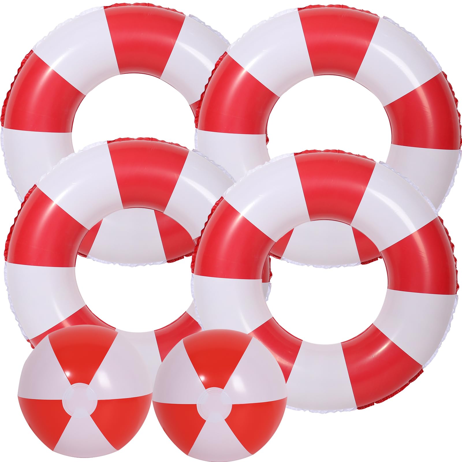 4 PCS Striped Inflatable Pool Floats for Swimming Pool Party - Product Imagery
