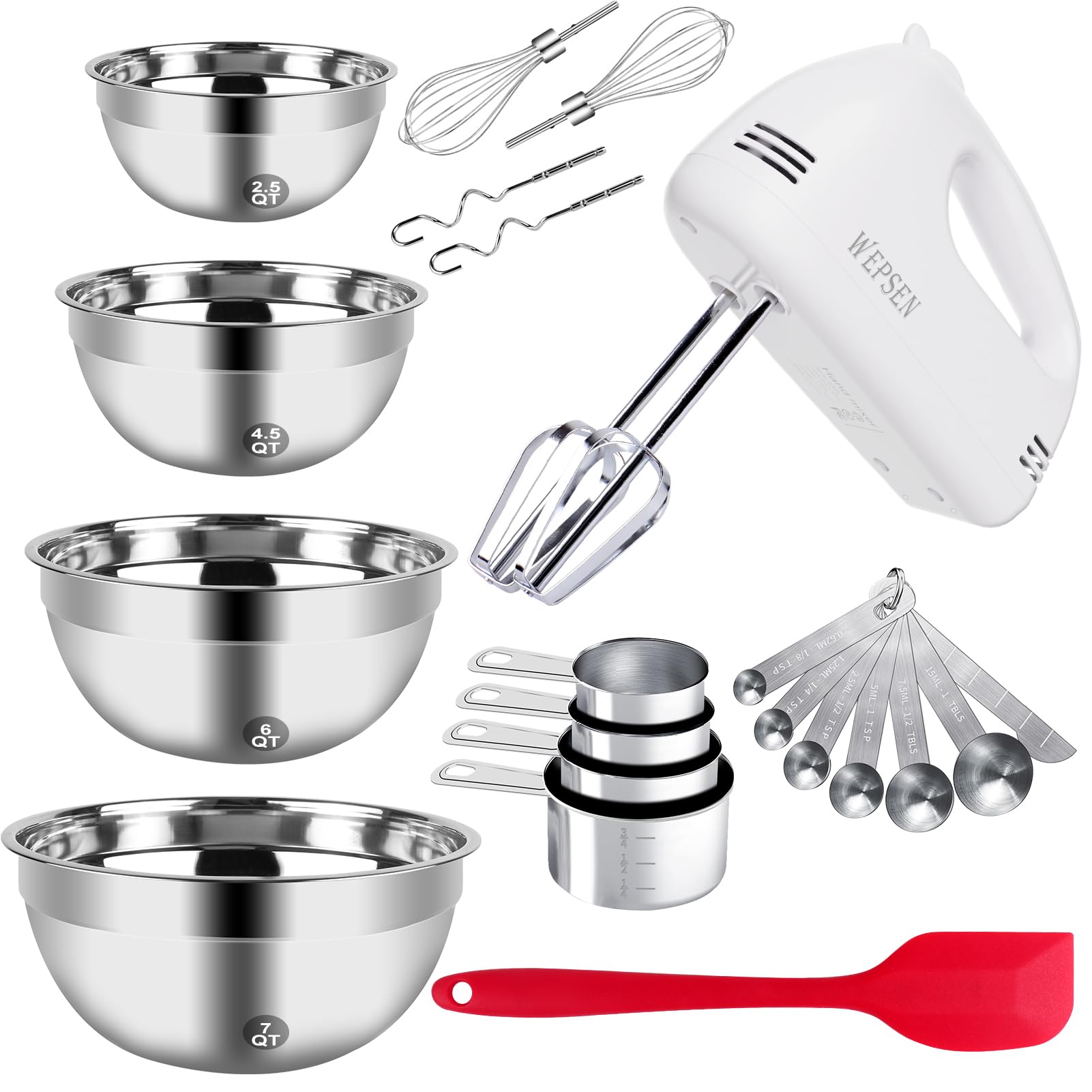 WEPSEN Mixing Bowls Set, 25PCS Khaki Mixing Bowls With Lids Set S by WEPSEN - Angle View 10