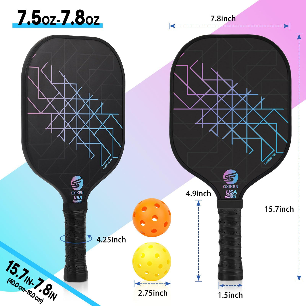 Pickleball Paddles Set of 4 USAPA Approved Pickleball Set - SS OXIKEN Official Imagery - 3