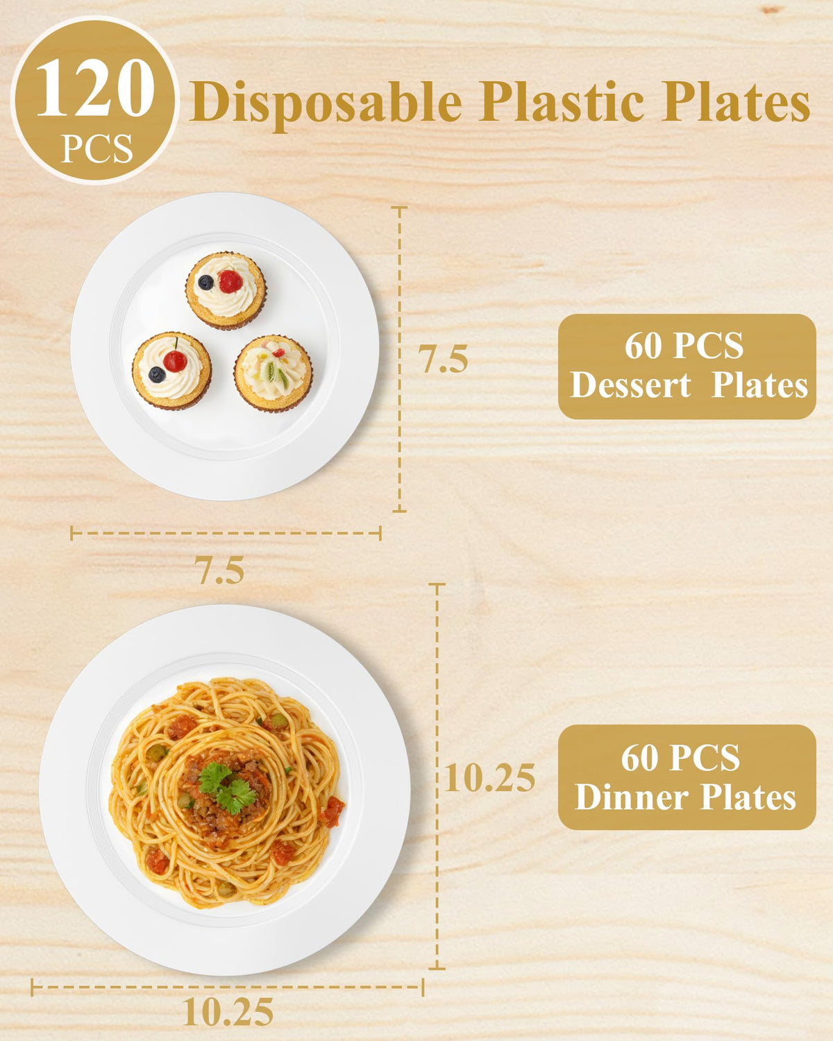 Quatish 120 Pcs Plastic Plates for Party Disposable Wedding - Quatish Official Imagery - 4