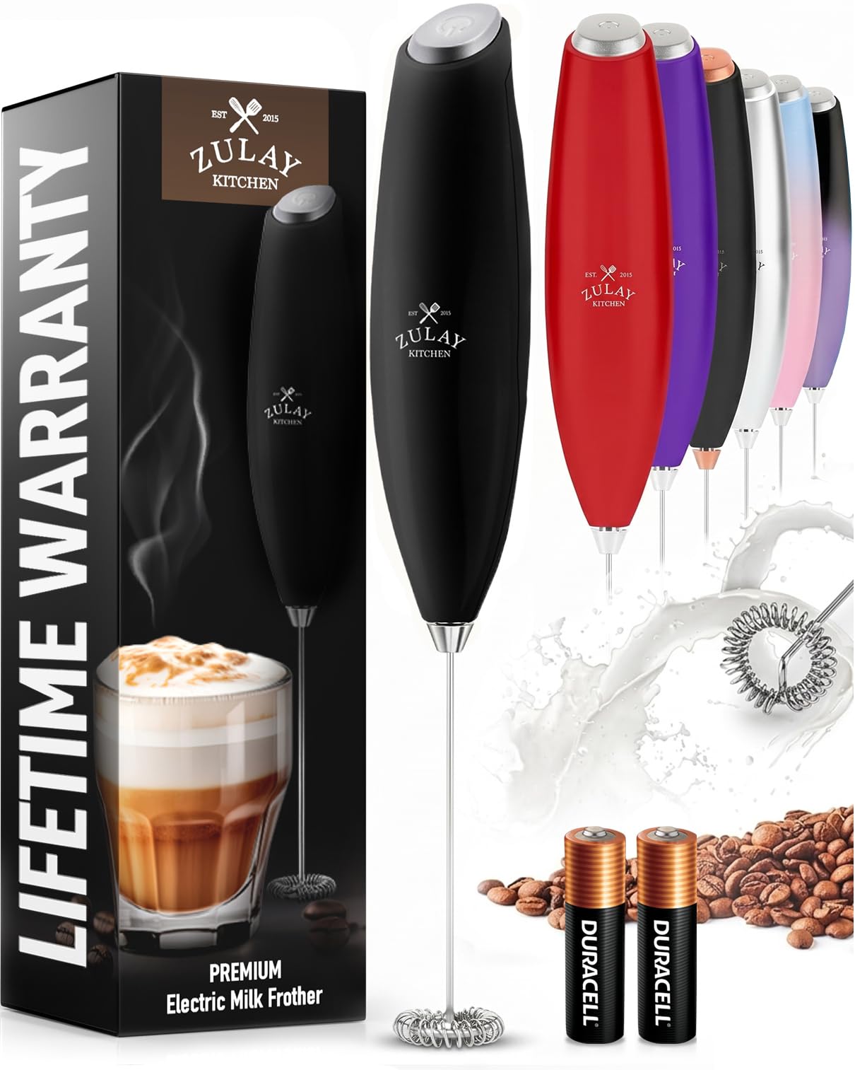 Zulay Kitchen Milk Frother Handheld Electric Whisk – Frother Wand by Zulay Kitchen - Angle View 1