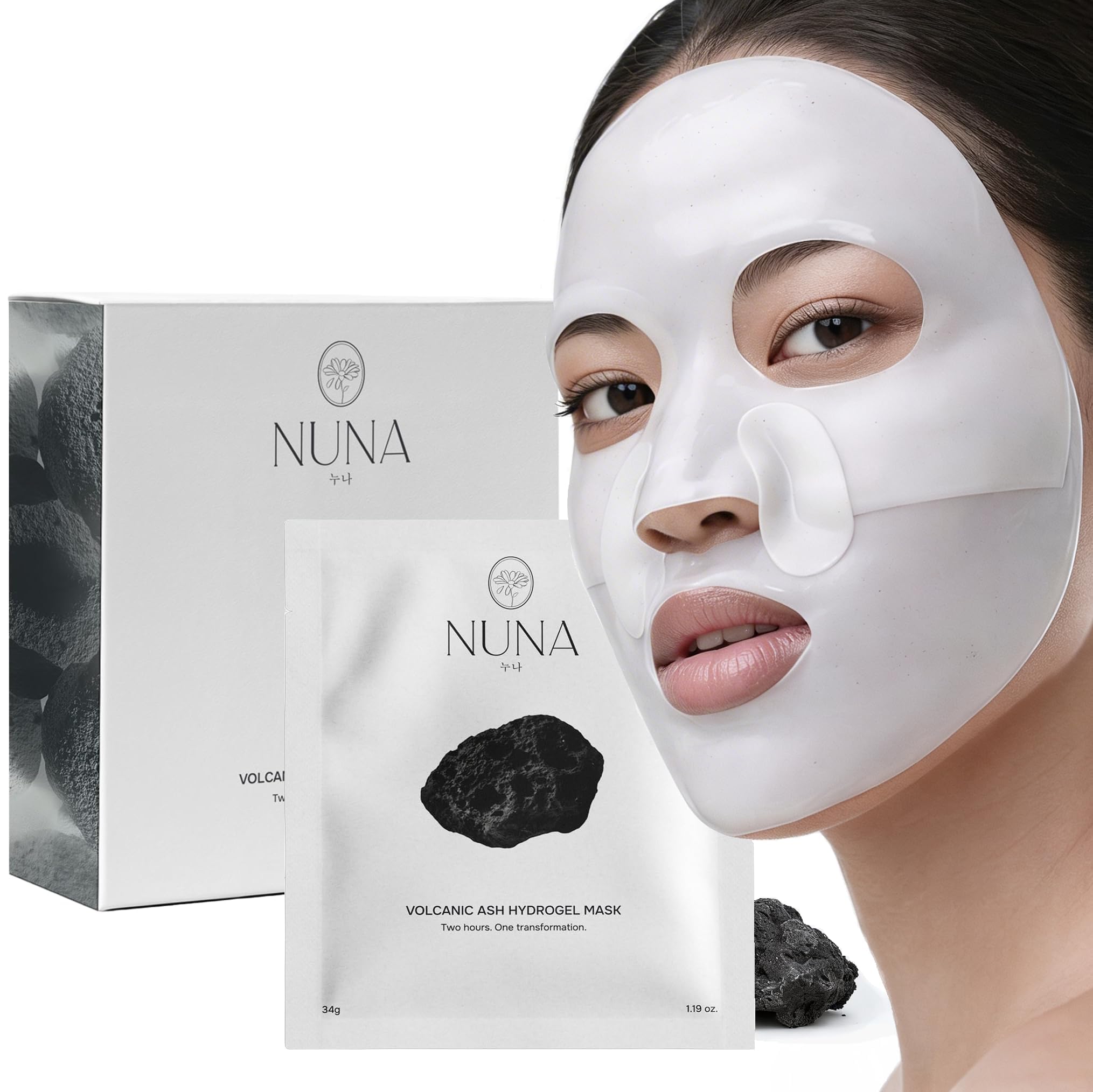 NUNA Volcanic Ash Hydrogel Face Masks with Smile Line Patches – - NUNA