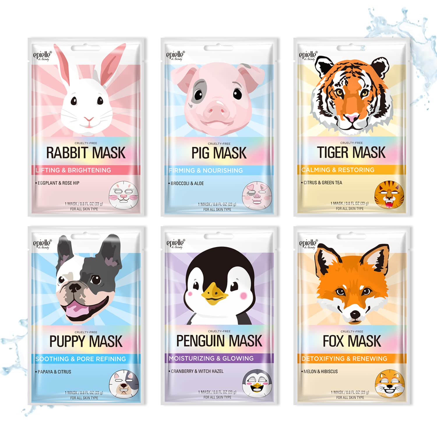 Epielle Character Face Mask Mystical Safari 6 Pack, Fun &amp; - Epielle