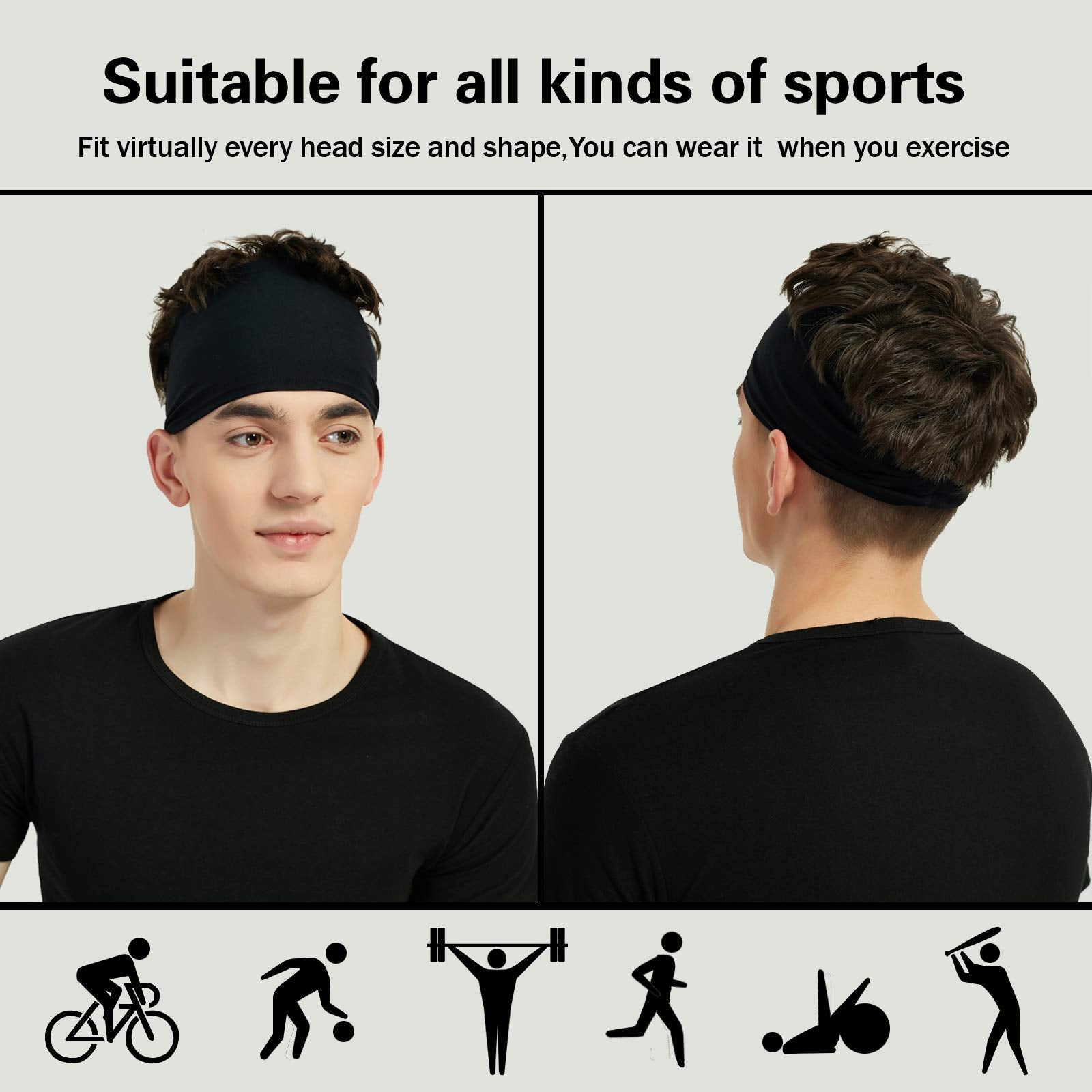 Pilamor Sports Headbands for Men 5 Pack,Sweatbands for Men Workou - Pilamor Official Product View 3