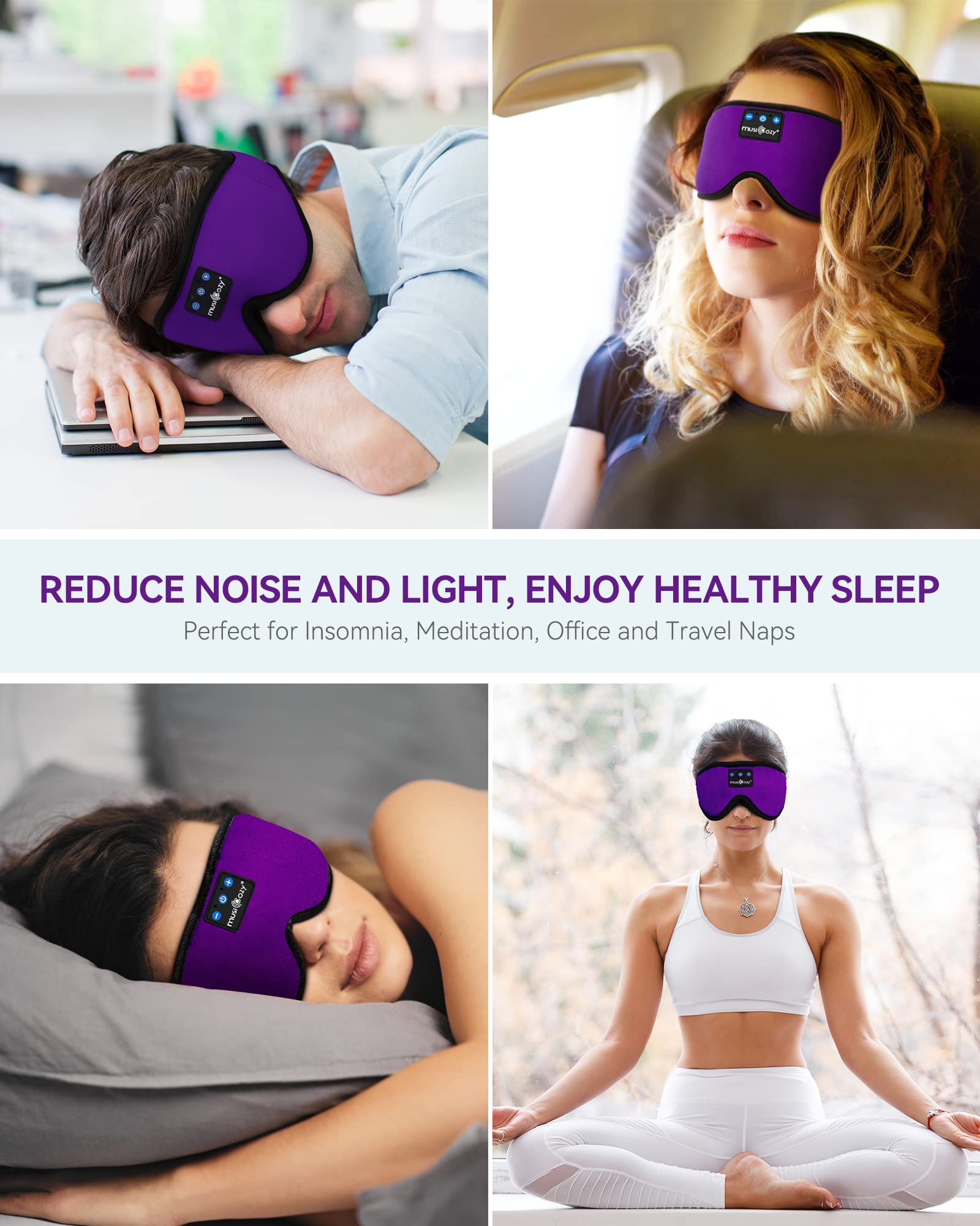 MUSICOZY 3D Sleep Headphones Bluetooth 5.4 Sleep Mask with HD Spe by MUSICOZY - Angle View 7