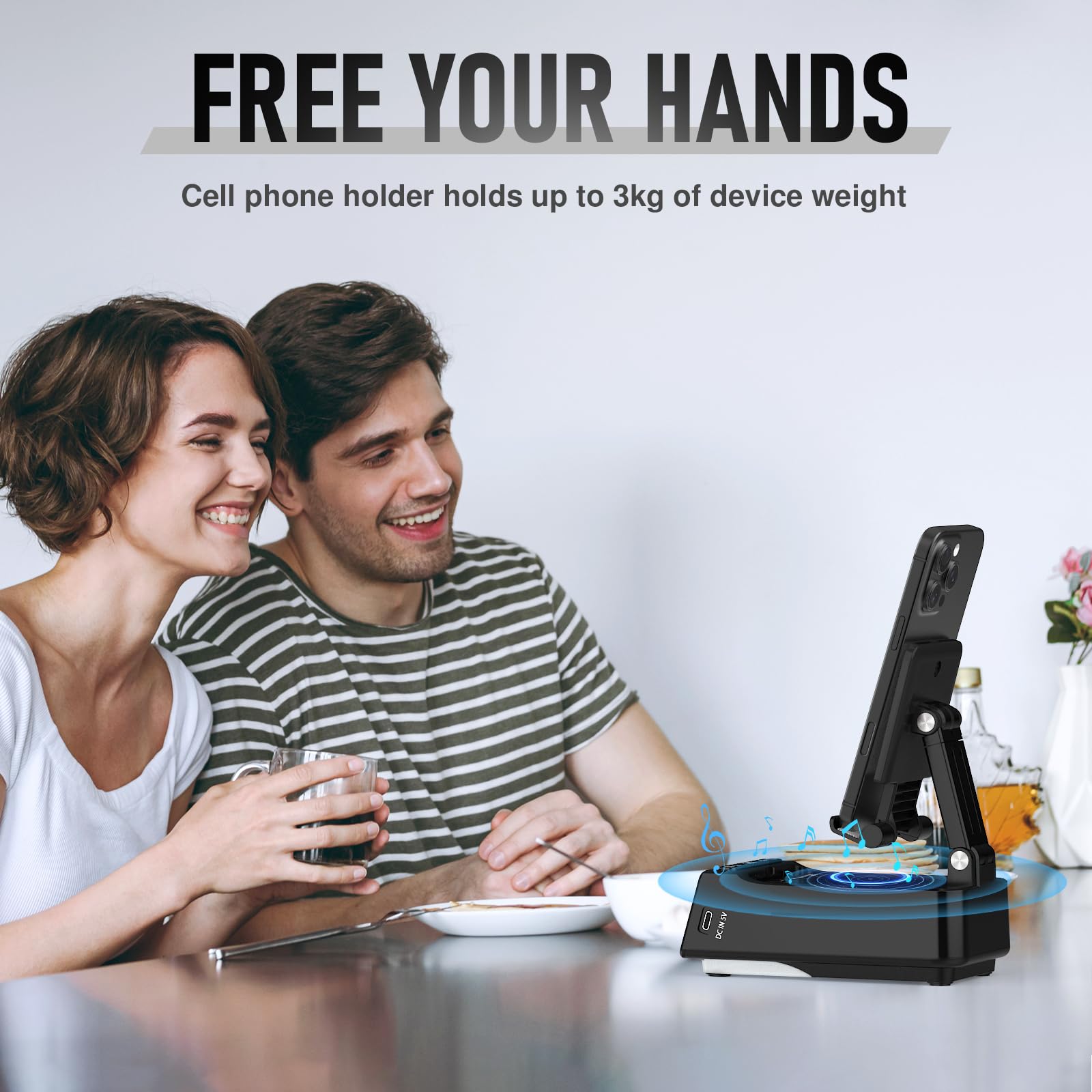 GLOPUS Cell Phone Stand with Wireless Bluetooth Speaker, HD Stere by GLOPUS - Angle View 4