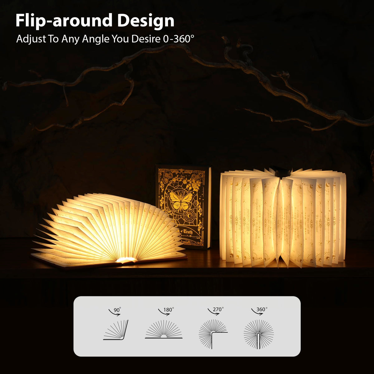 Folding Truth Book Lamp Book Lover Gift Bookshelf Light - ZBOLE Official Imagery - 5