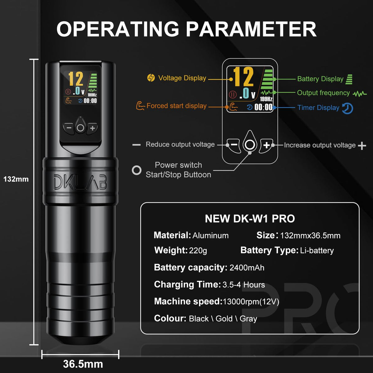 DKLAB New DK W1 Pro Wireless Tattoo Gun Pen Kit Supply with - Linetion Official Imagery - 7