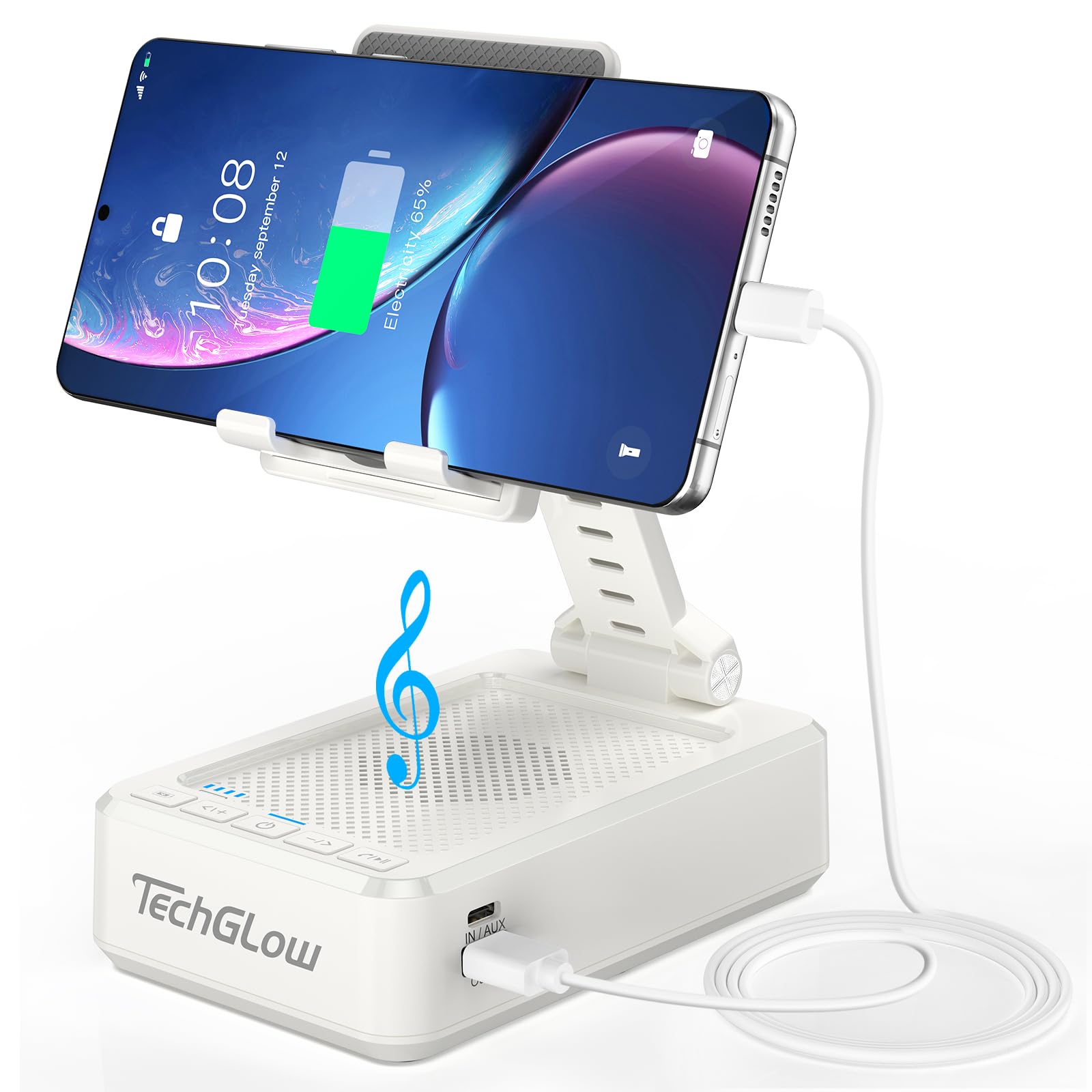TechGlow Foldable Cellphone Stand with Bluetooth Speaker and Char by TechGlow - Angle View 10