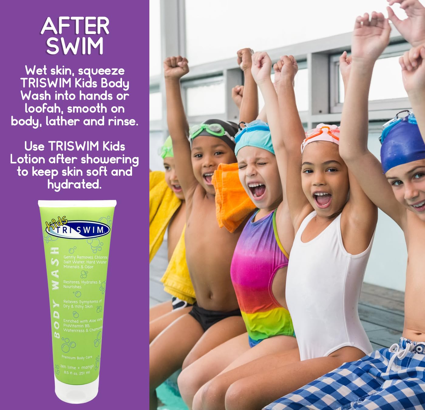 Triswim Kids Scented Body Wash After Swimmer Skincare, Chlorine - TRISWIM