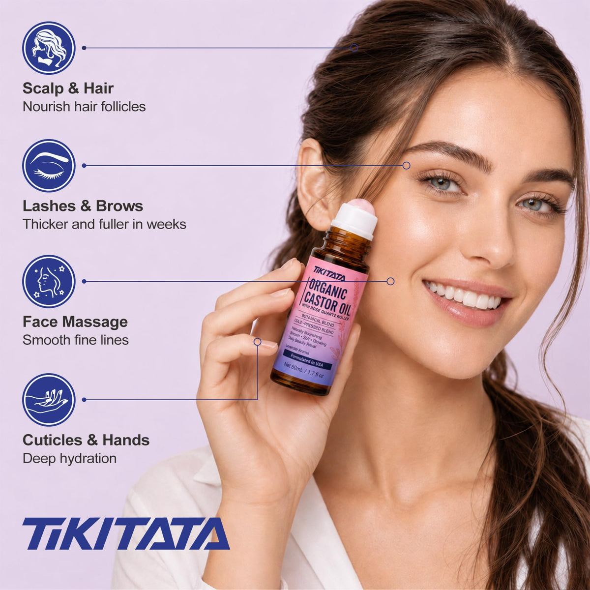 Organic Castor Oil Rose Quartz Roller Ball 100 Cold Pressed - TIKITATA Official Imagery - 3