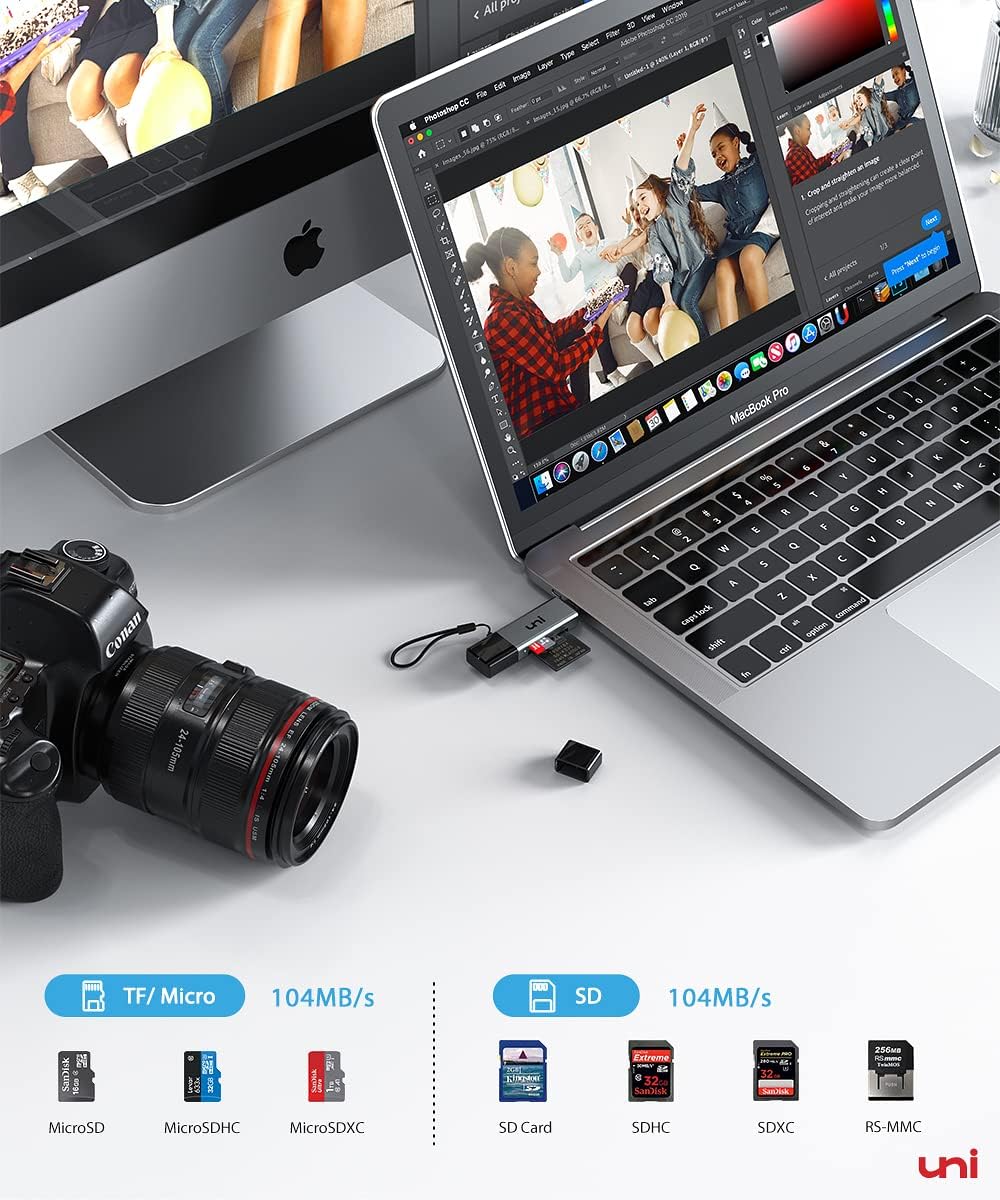 uni USB C to Micro SD card reader with dual slots, high-speed USB 3.0 adapter for easy micro SD card data transfer