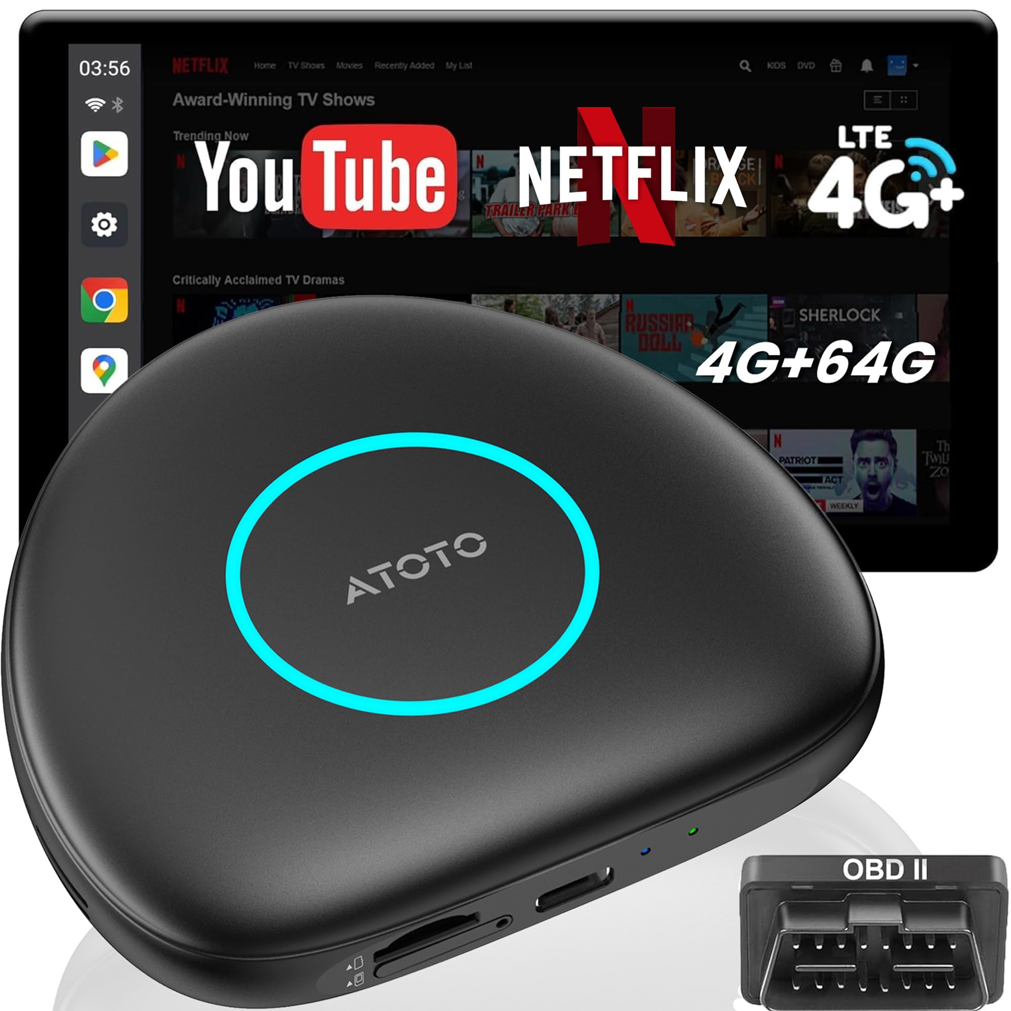 ATOTOSELECT Wireless CarPlay&Android Auto Adapter Magic AI Box wi by ATOTOSELECT - Angle View 10