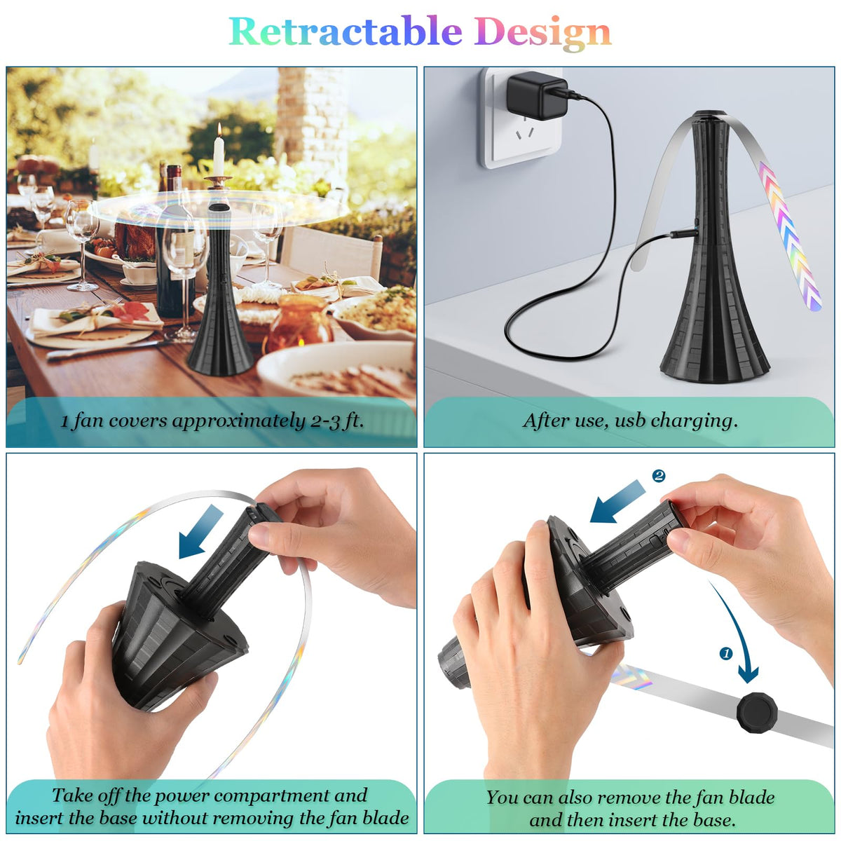 Fly Fans for Tables Rechargeable Flies Fan to Keep Flies - Adawook Official Imagery - 6