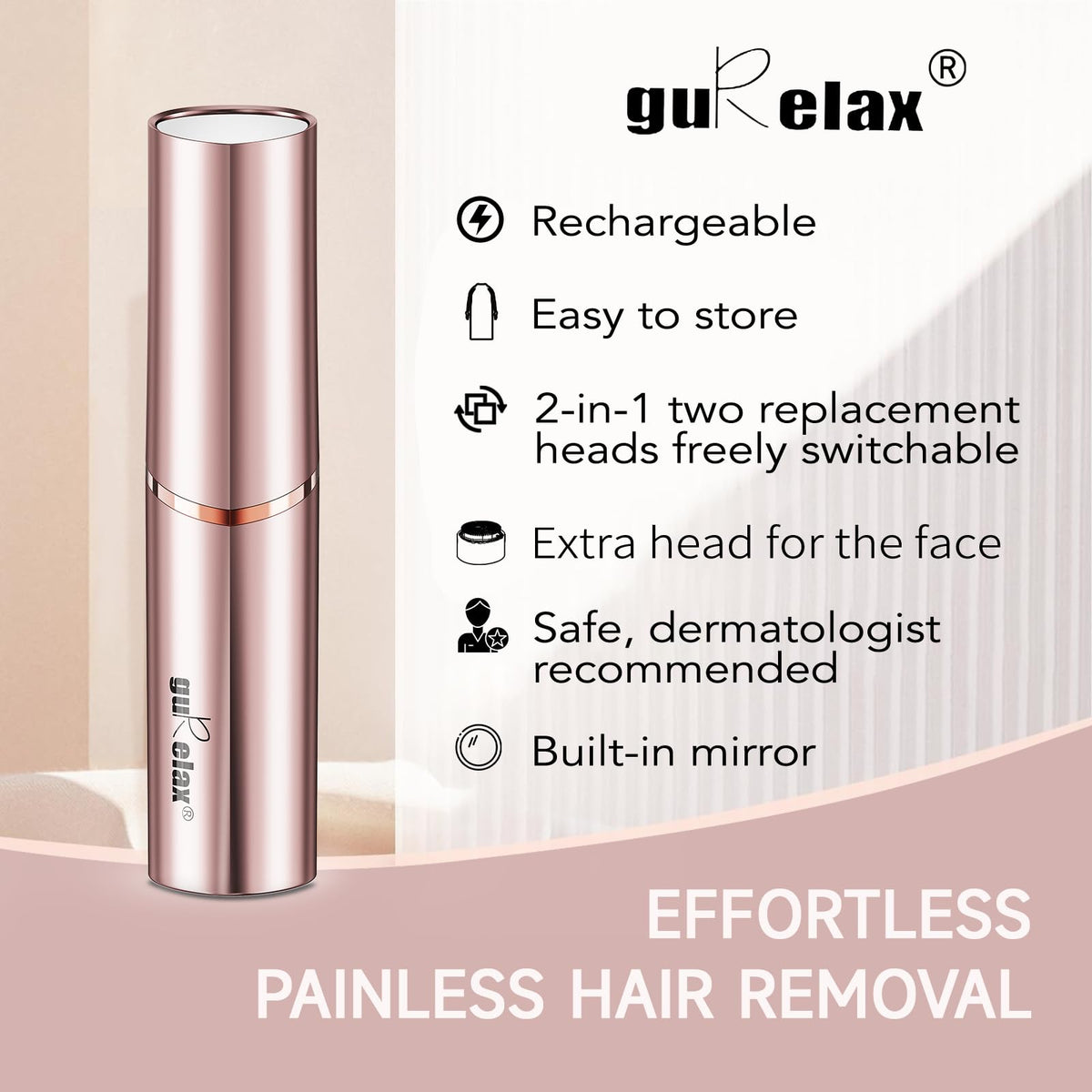Gurelax Eyebrow Facial Trimmer 2 in 1 Electric Facial Hair - gurelax Official Imagery - 3