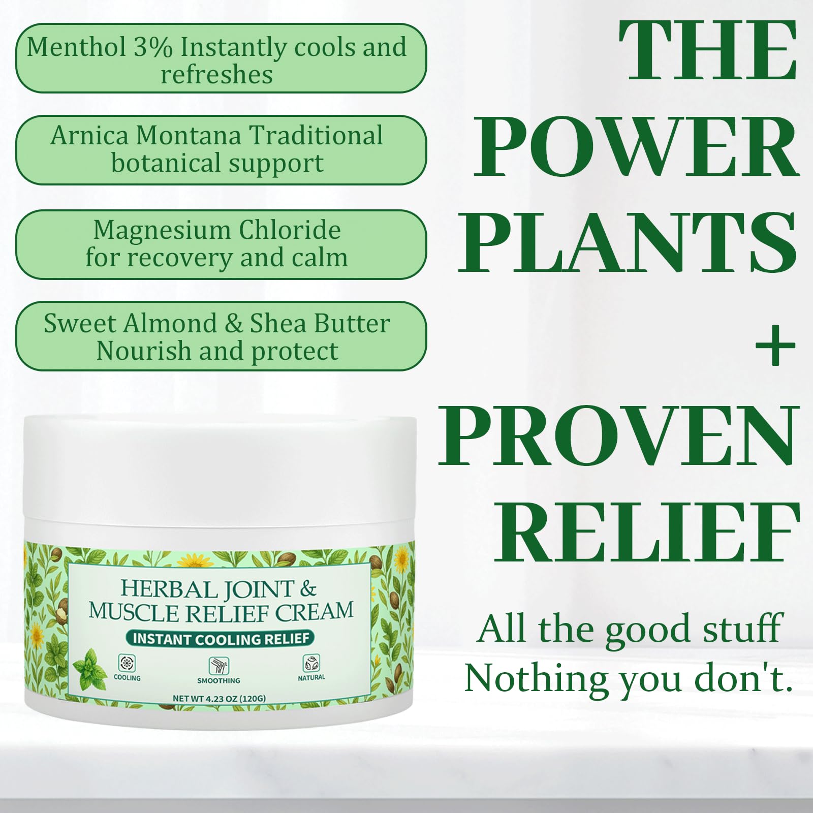 WSJAWH Herbal Menthol Cooling Relief Gel in 4.23 oz, a skin moisturizer with soothing menthol for cooling relief.