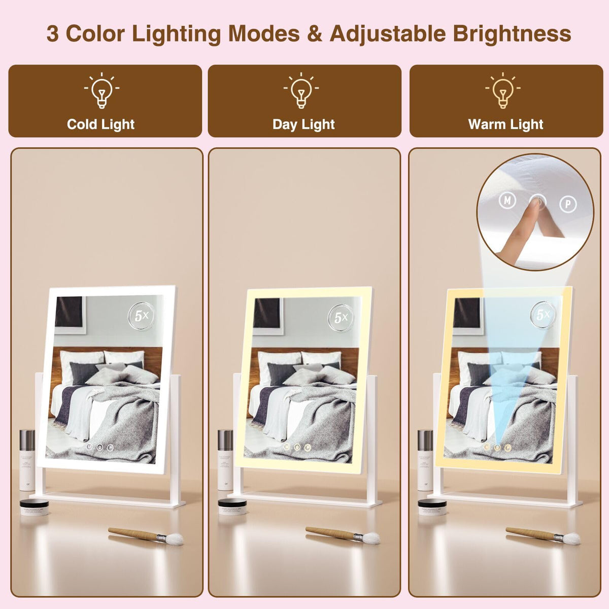 Vanity Mirror with Lights Makeup Mirror with 5X - ViKert Official Imagery - 4