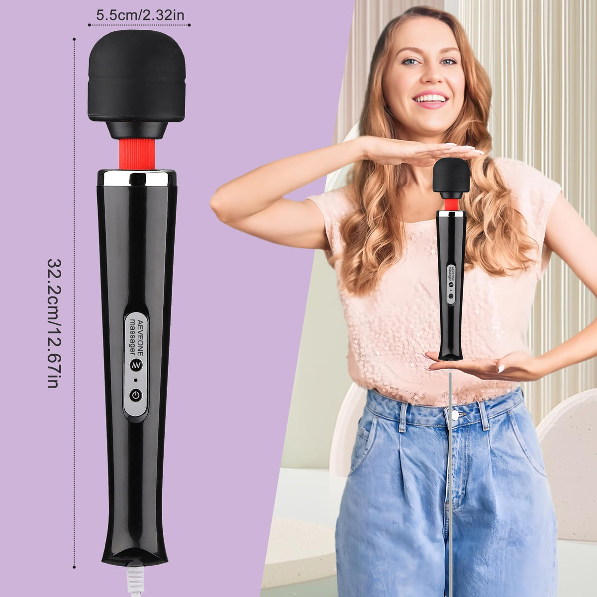 AEVEONE Wired Powerful Handheld Wand Massager Strong - AEVEONE Official Imagery - 4