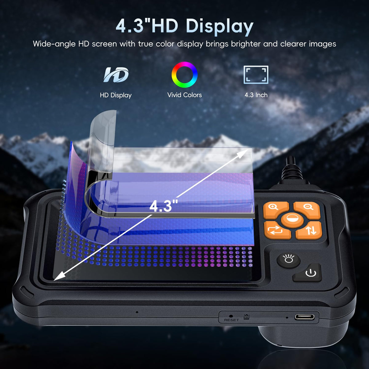 Industrial Endoscope Borescope Camera with Light 4 3 HD - SKYBASIC Official Imagery - 3
