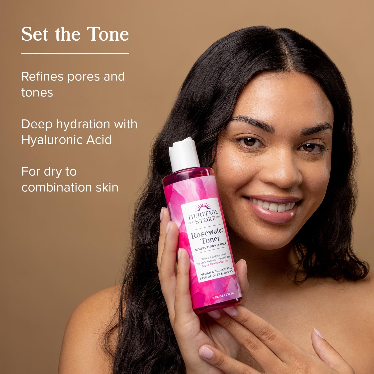 HERITAGE STORE Rosewater Facial Toner with Hyaluronic Acid, 8 fl oz - HERITAGE Official Product View 2