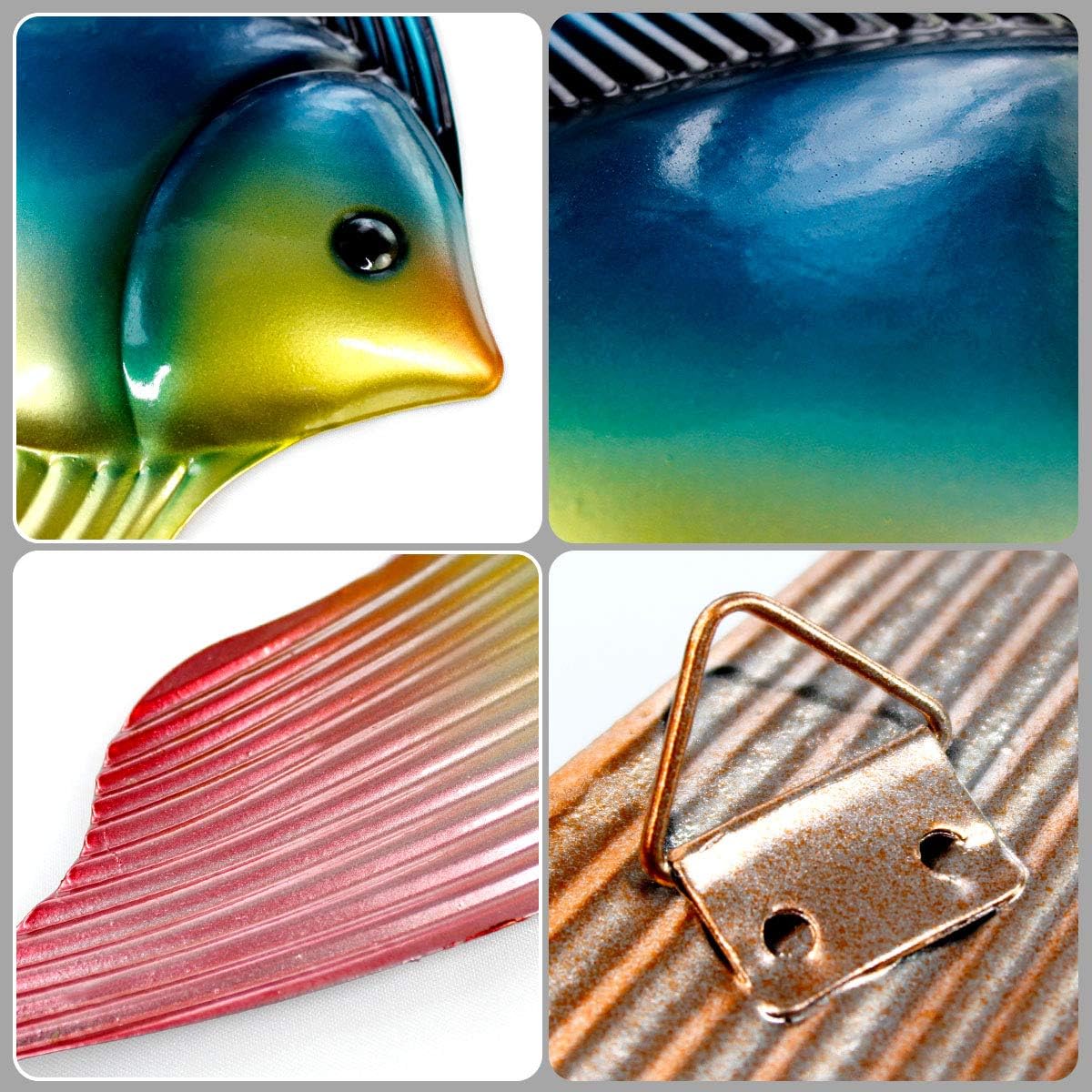 Set of 3 metal fish wall decor sculptures by FANWNKI for outdoor or indoor use, perfect for pool, porch, fence, or garden.