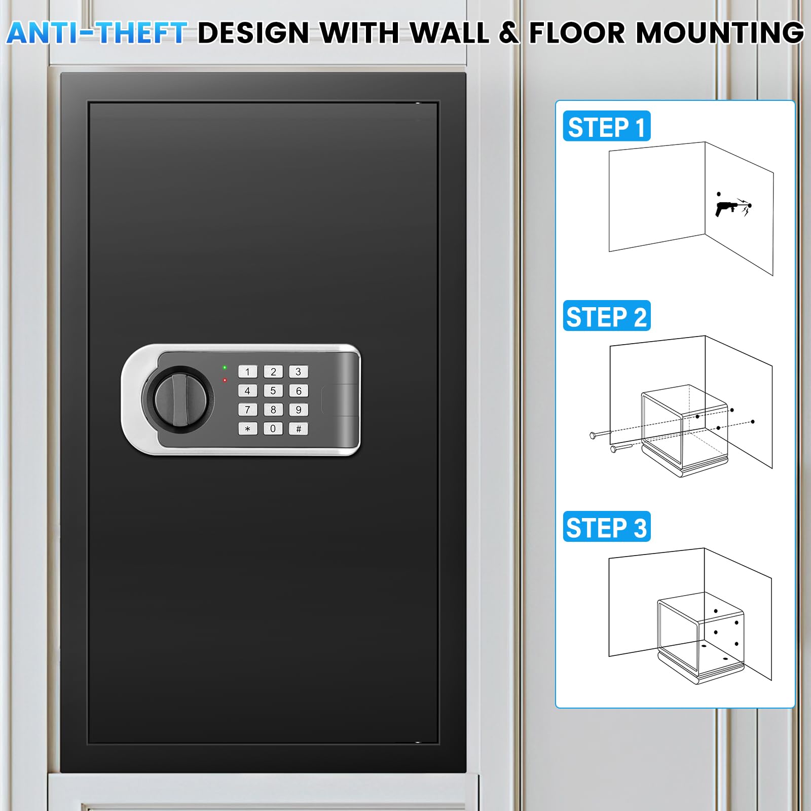 FOWORE 27.56"H Steel Safe Box, 6.0 Cuft Home Safes with Fireproof - FOWORE Official Product View 8
