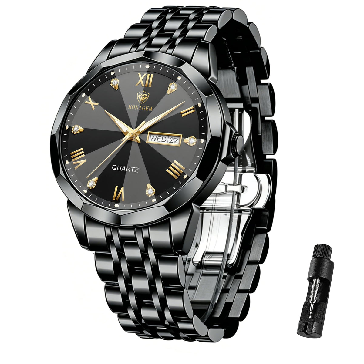 Mens Watches Chronograph Stainless Steel Business Dress - HONIGEM Official Imagery - 8