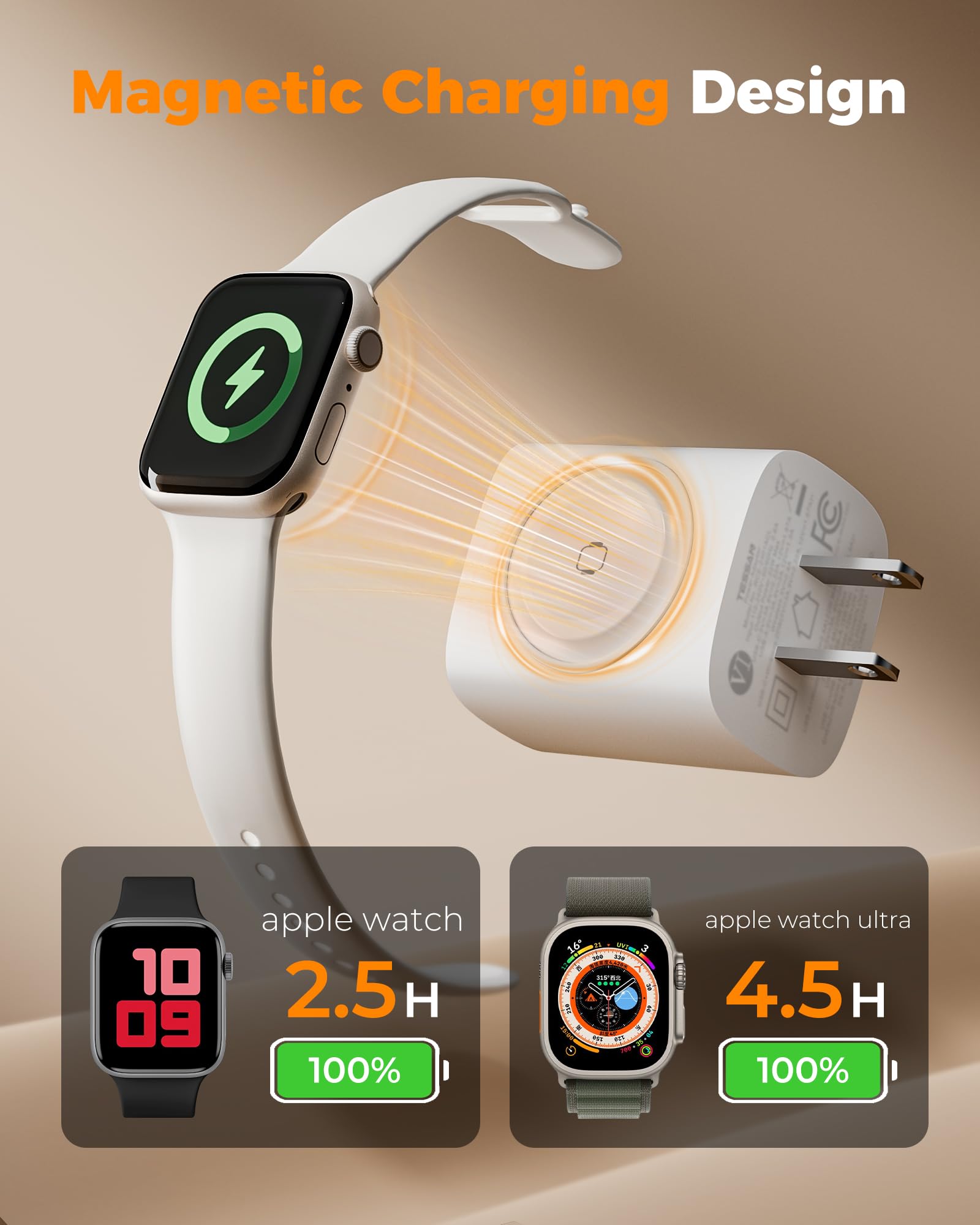 TESSAN Charging Blocks for Apple Watch, 3-in-1 PD 20W USB C Charg by TESSAN - Angle View 3