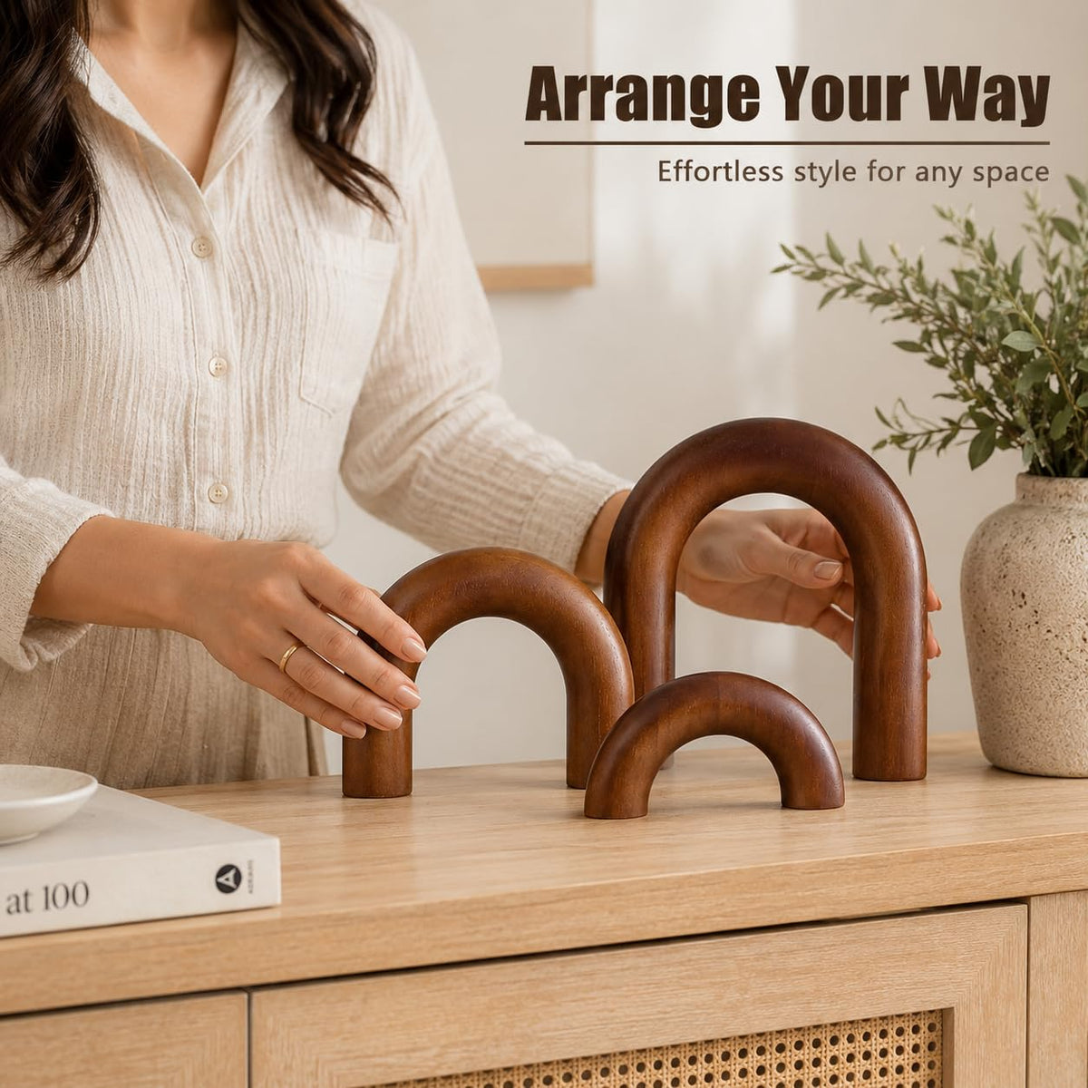 XMGZQ Brown Wood Arch for Coffee Table Decor Items Wood - XMGZQ Official Imagery - 5