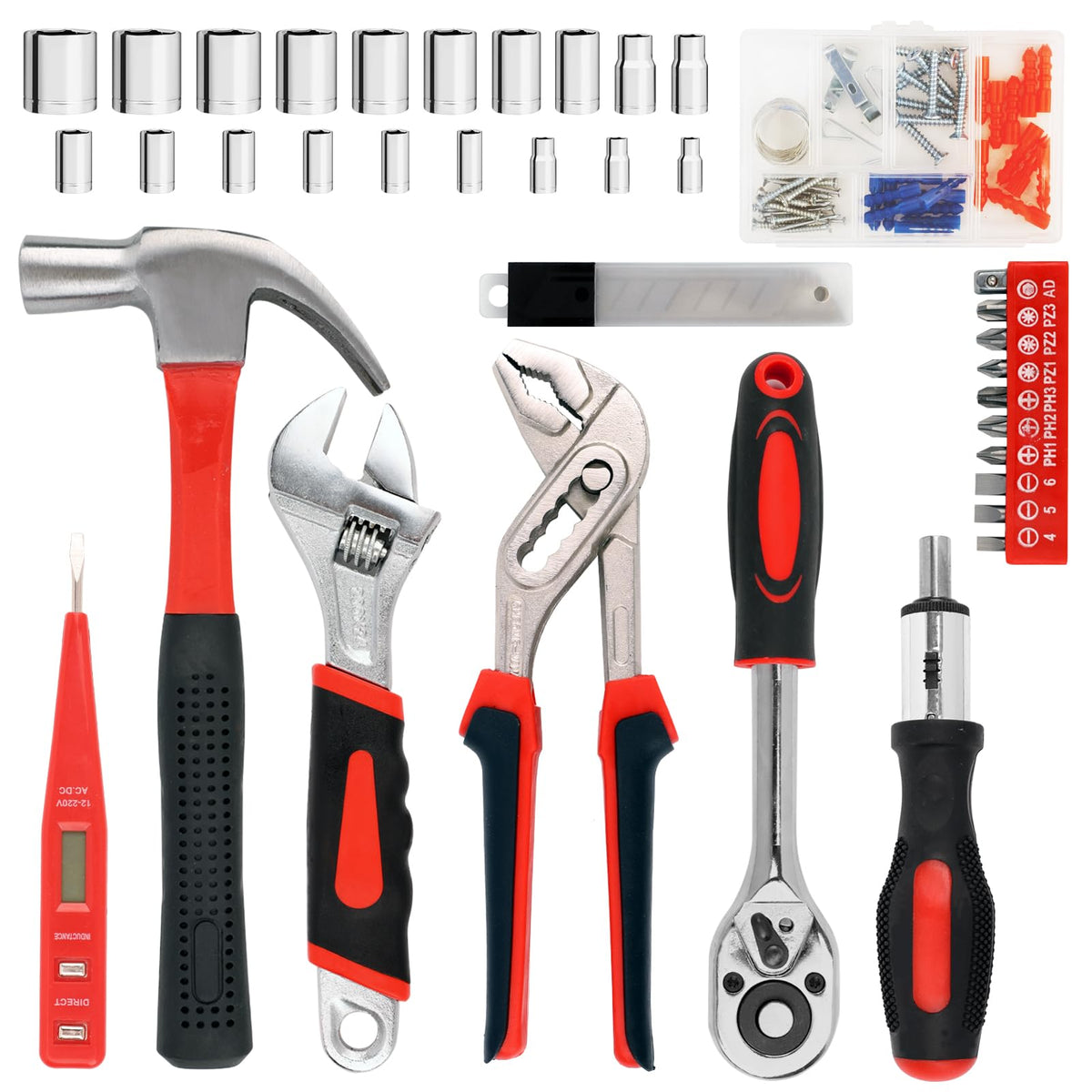 120 Piece Home Tool Kit with Toolbox for DIY Home Repair - Yougfin Official Imagery - 8
