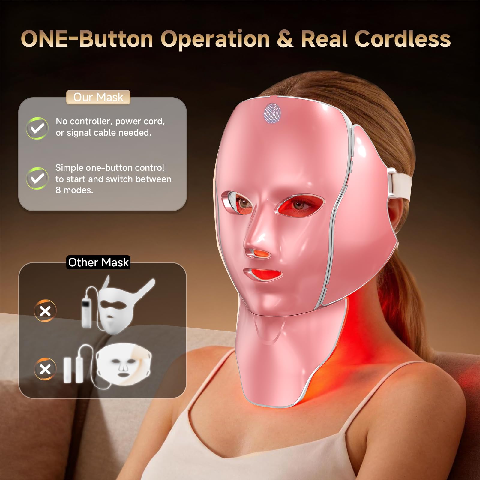 3D Red Light Therapy LED Face & Neck Mask by AIHEU