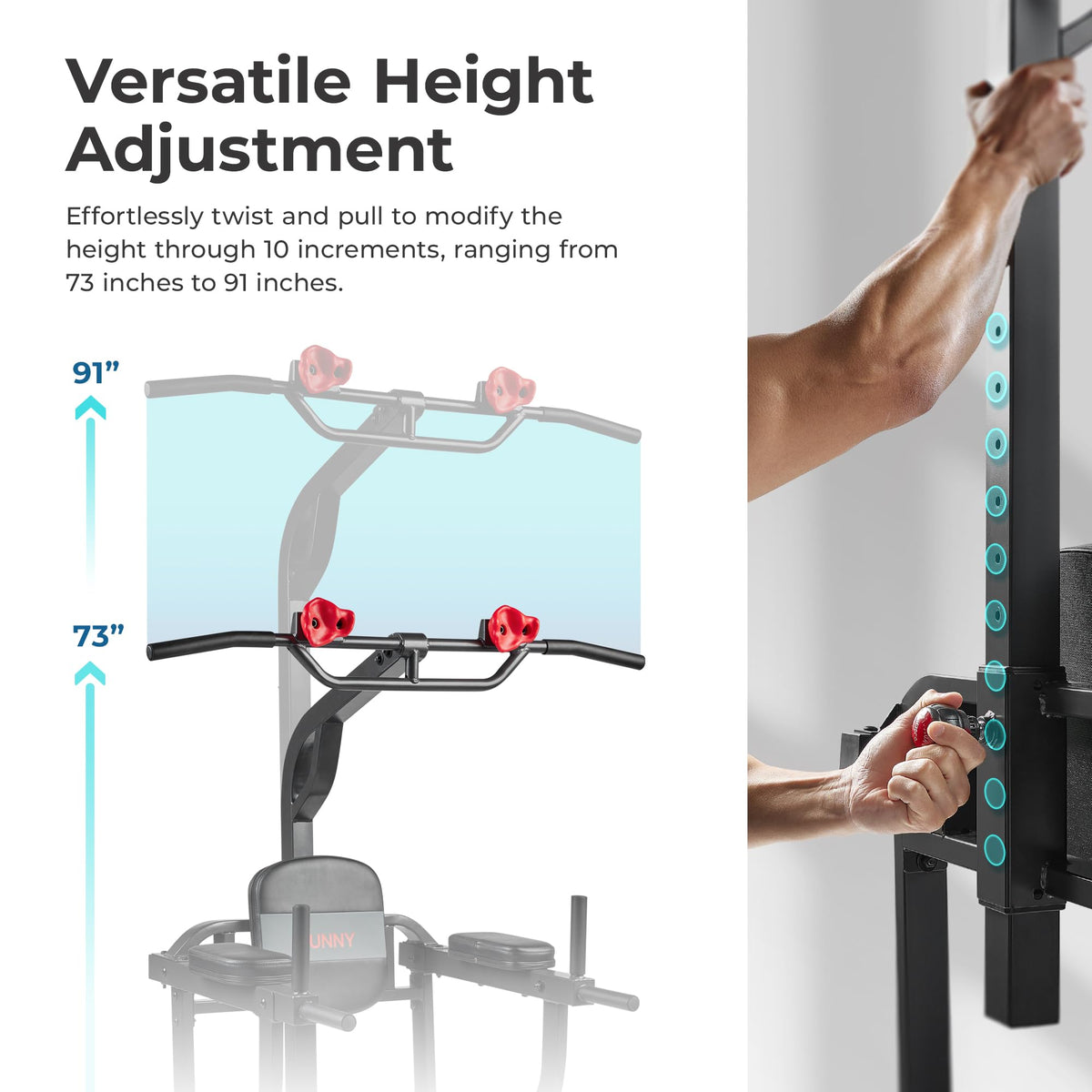 Sunny Health Fitness Power Tower and Dip Station for Home - Sunny Health & Fitness Official Imagery - 7