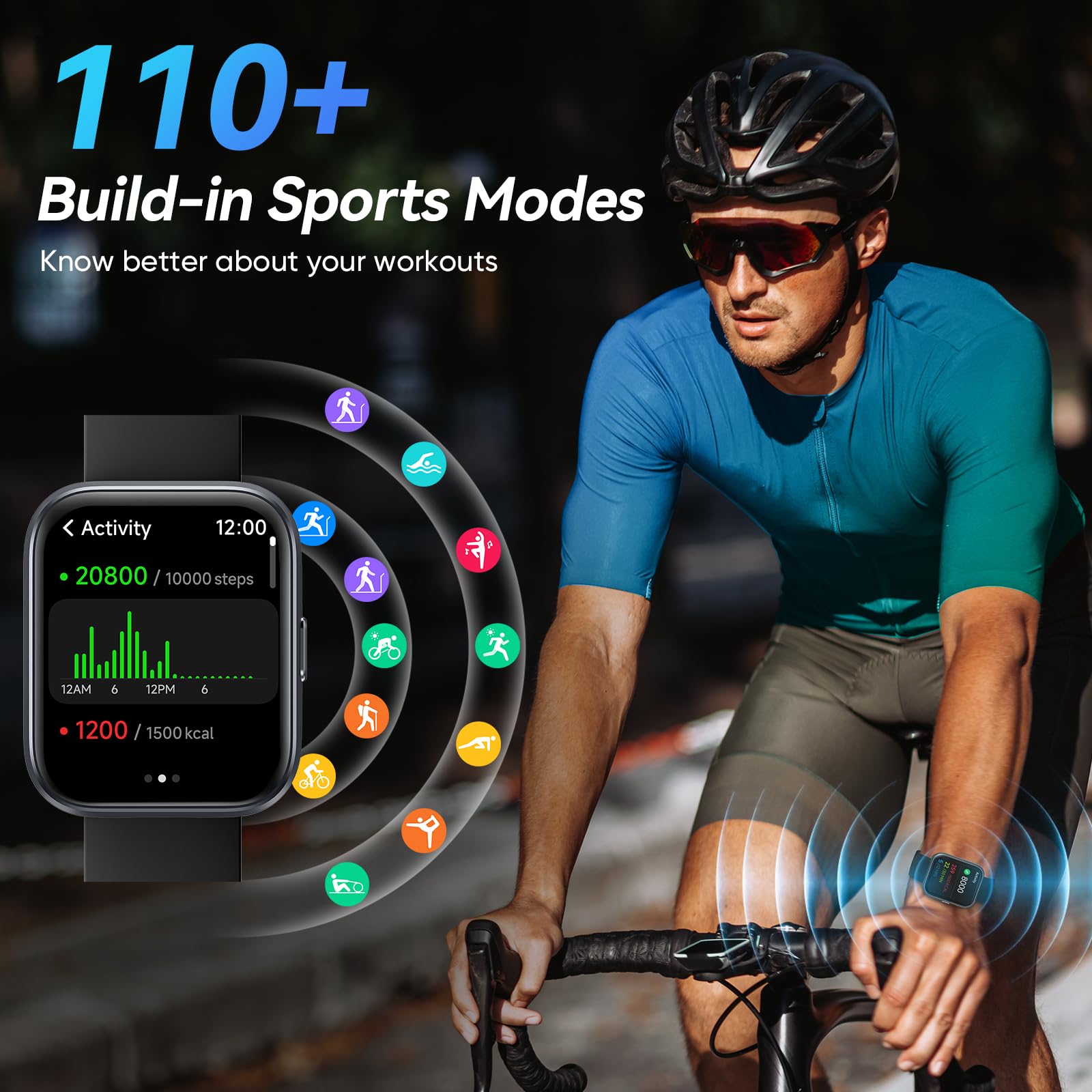 Fitpolo Smart Watches for Men Android & iPhone, 1.8" HD Alexa Built-in - View 3