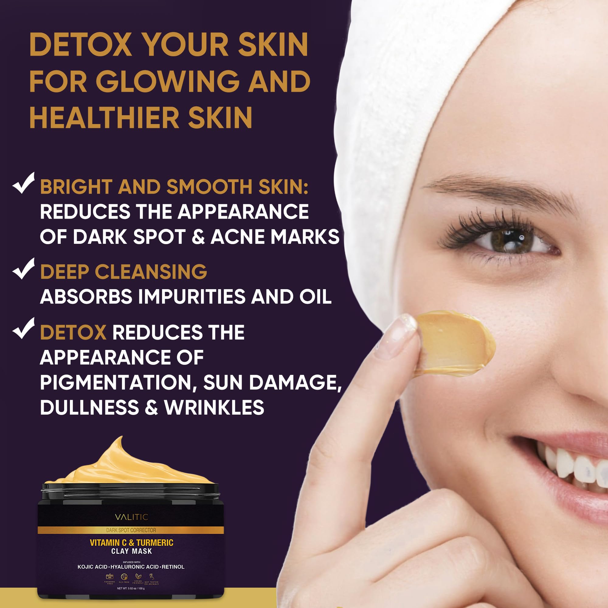 VALITIC Turmeric Vitamin C Clay Mask Face Dark Spot Remover - VALITIC Official Imagery - 4