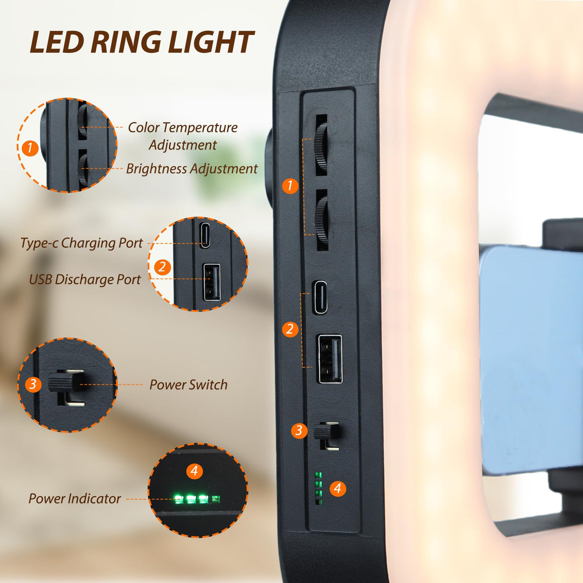 Smartphone Video Rig with Light Handheld Ring Selfie Light - WBLOOMSI Official Imagery - 4