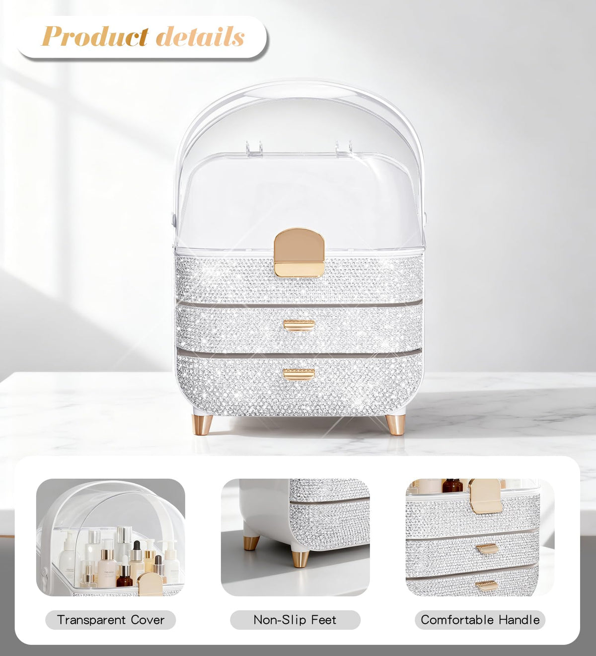 Bling Makeup Organizer Countertop Sparkle Skincare Holder - Svpolns Official Imagery - 4