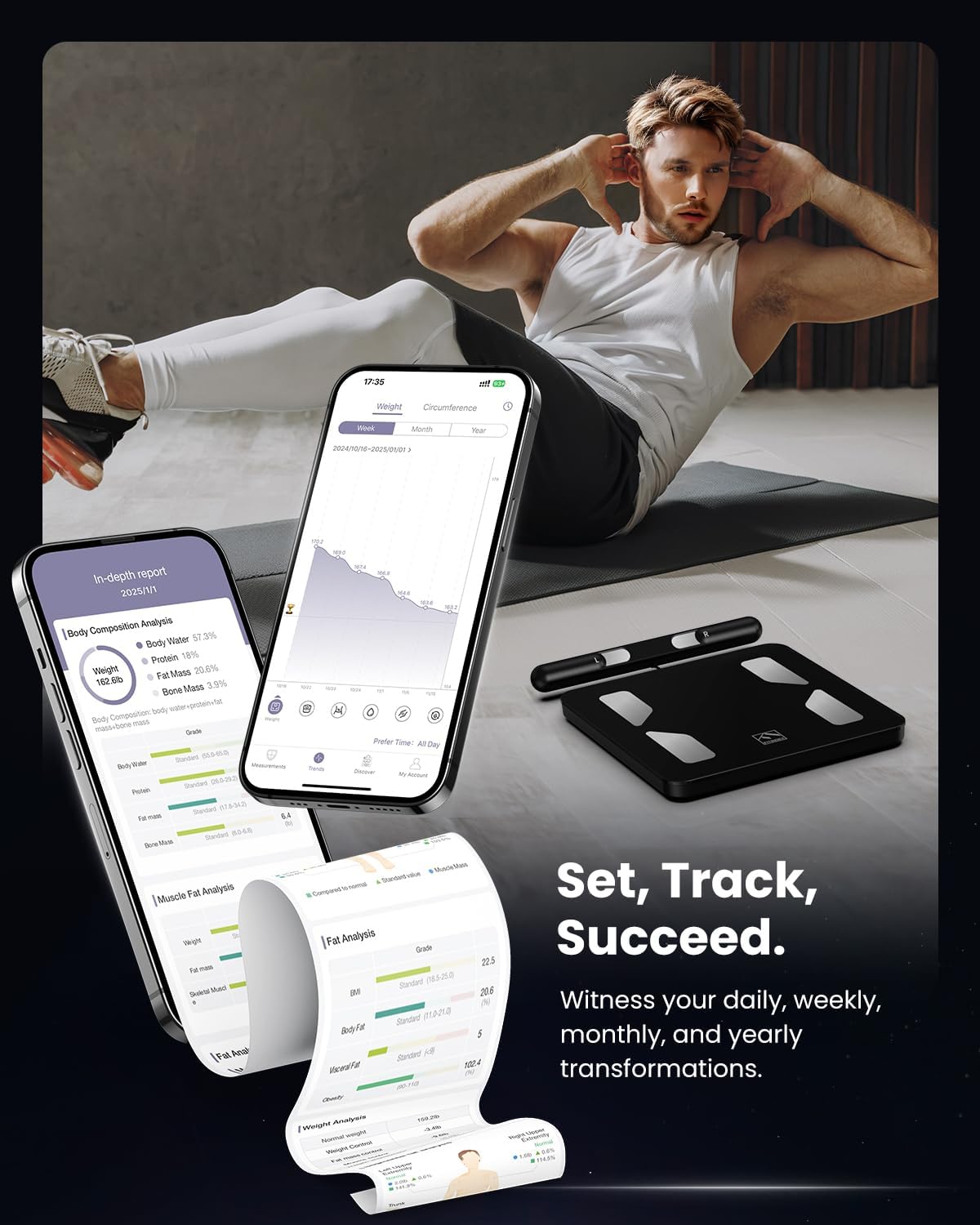 FITINDEX Body Pod Smart Scale, 8-Electrode, BMI & Body Fat, Large - FITINDEX Official Product View 4