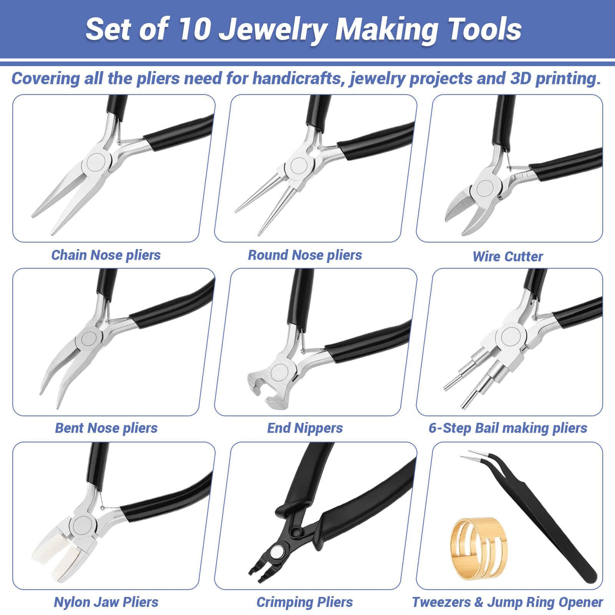 10 Pieces Jewelry Pliers Tools Set Jewelry Making Tools - shynek Official Imagery - 4