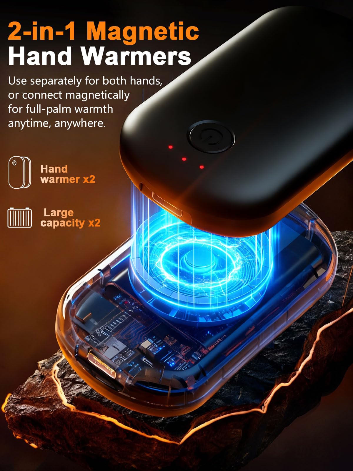 Fovendi Pocket Size Hand Warmers Rechargeable 2 Pack, 6000mAh Electric - View 2