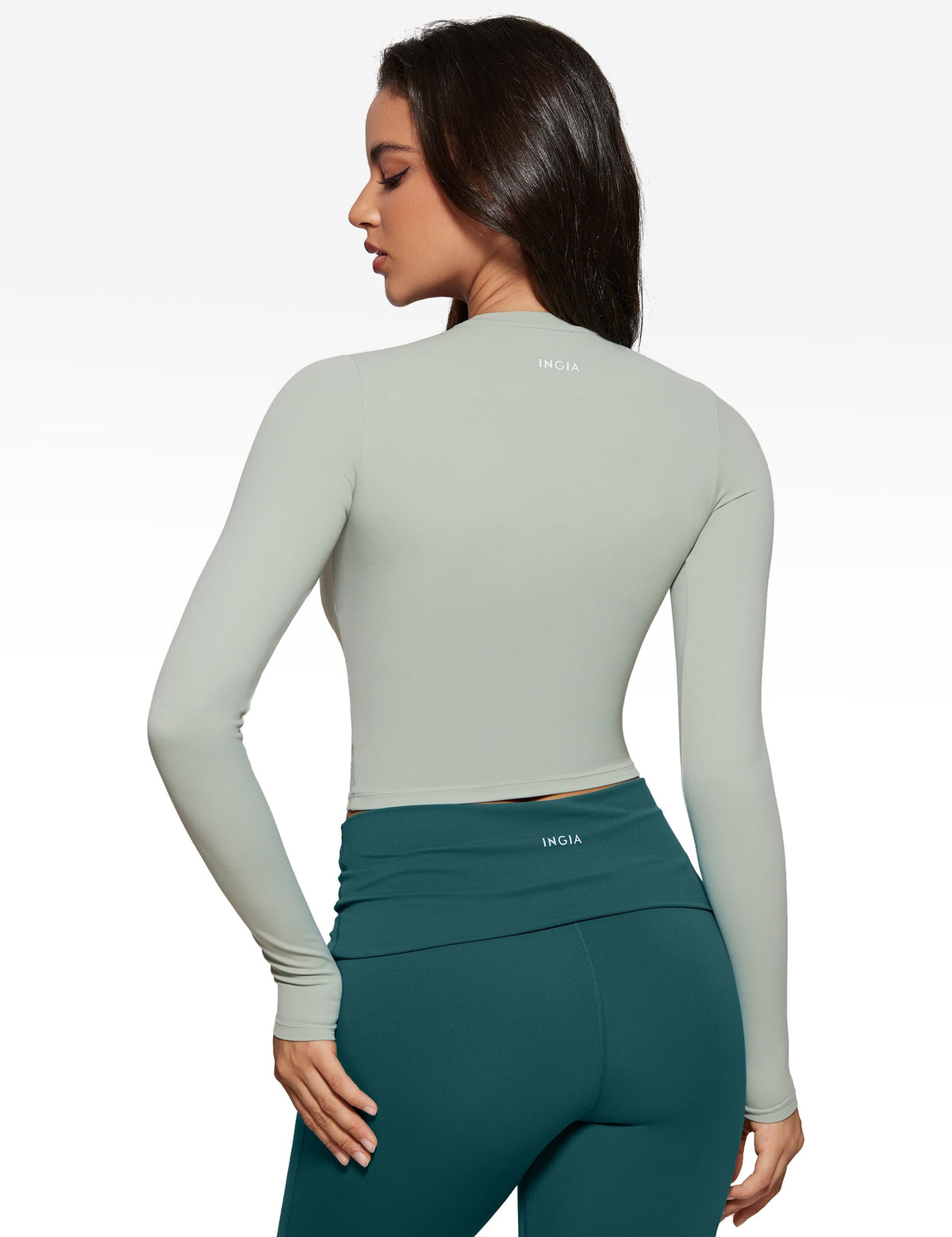 INGIA Womens Long Sleeve High Round Neck Crop Yoga Shirts - INGIA Official Imagery - 3